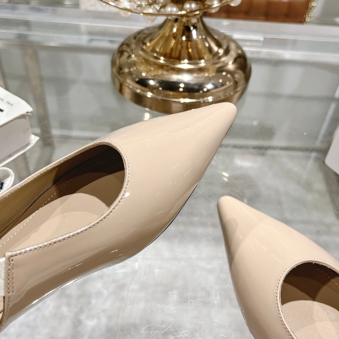 DIOR JA DIOR Slingback Flat Beige Patent Calfskin