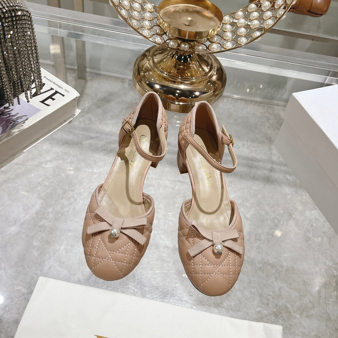 DIOR Ballet Pump Beige Quilted Cowhide