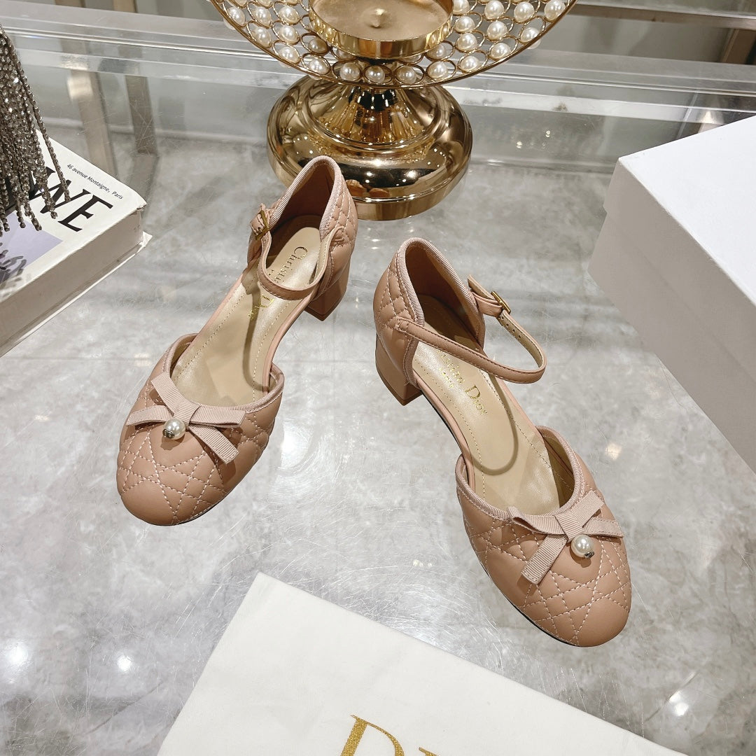DIOR Ballet Pump Beige Quilted Cowhide