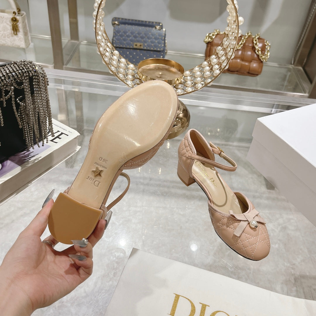 DIOR Ballet Pump Beige Quilted Cowhide