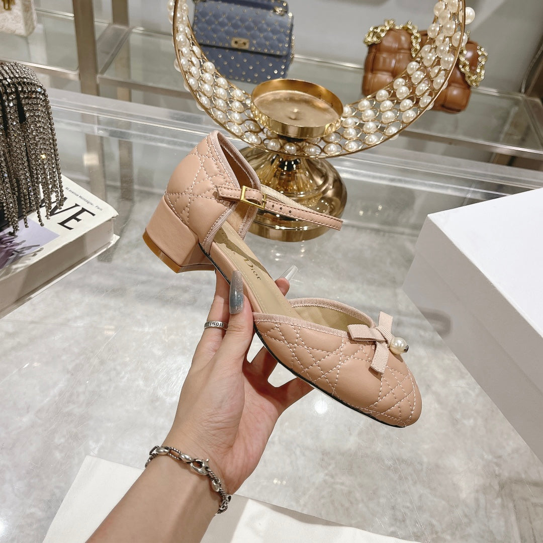 DIOR Ballet Pump Beige Quilted Cowhide