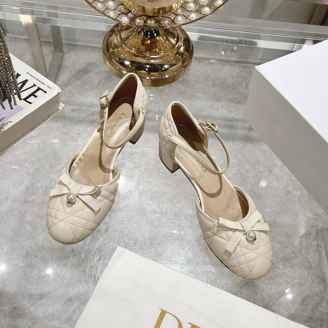 DIOR Ballet Pump White Quilted Cowhide