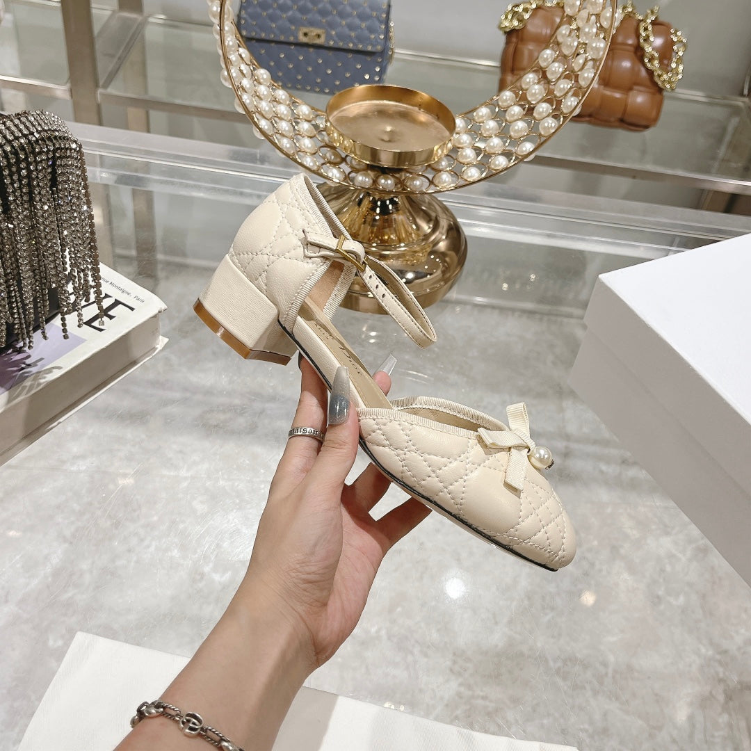 DIOR Ballet Pump White Quilted Cowhide