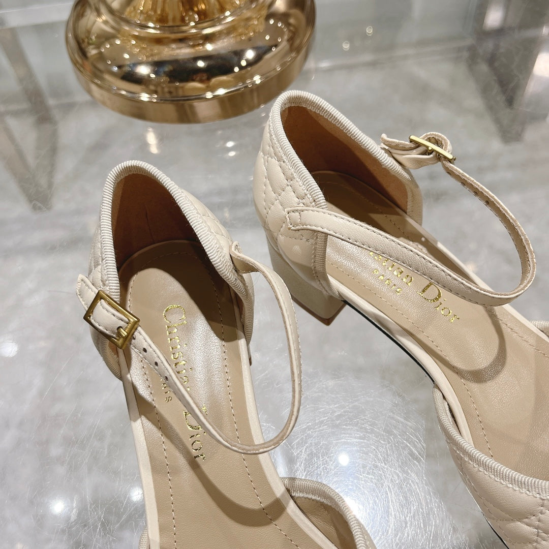 DIOR Ballet Pump White Quilted Cowhide
