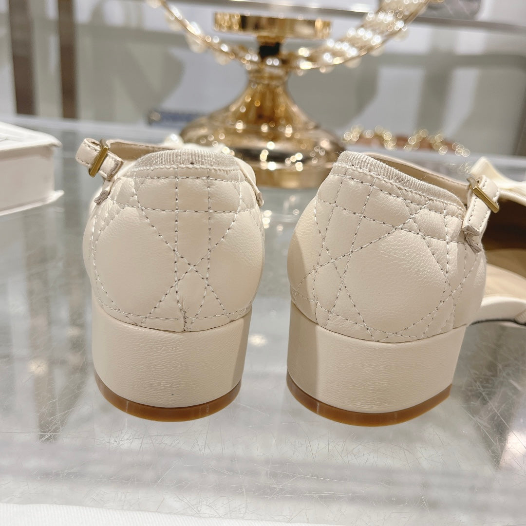 DIOR Ballet Pump White Quilted Cowhide
