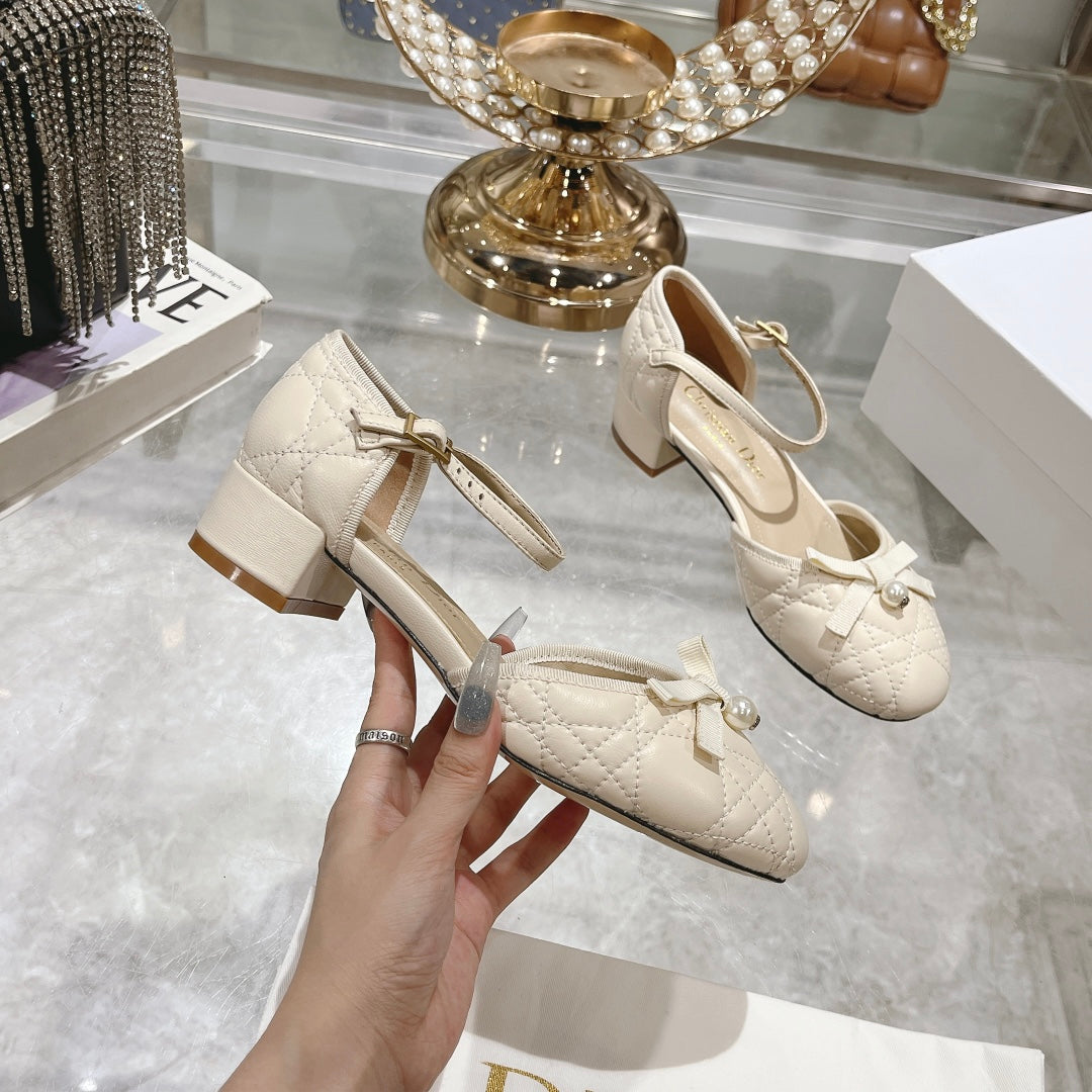 DIOR Ballet Pump White Quilted Cowhide