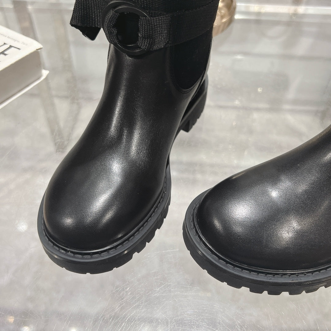DIOR D-Major Boot Black Mix White Calfskin And Canvas
