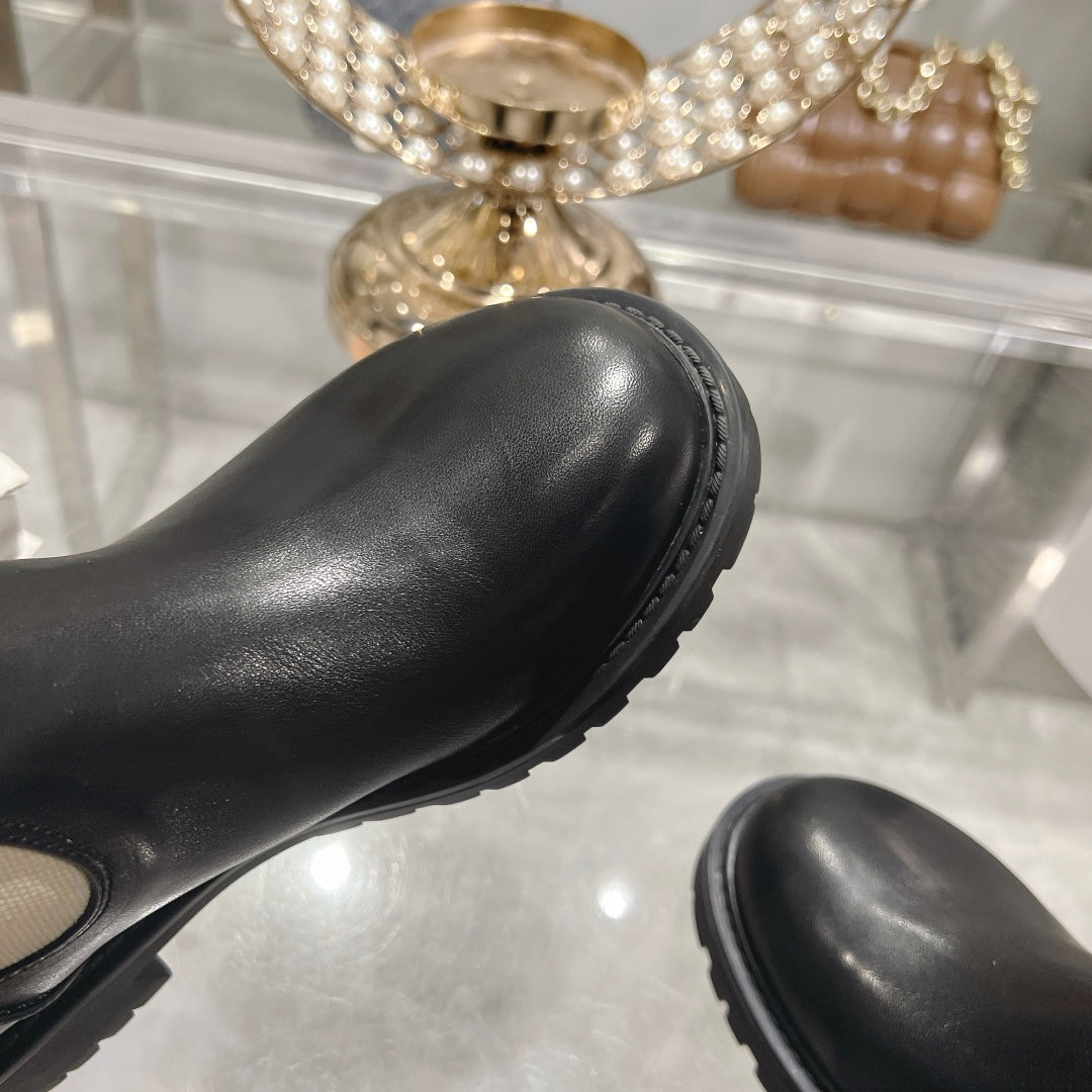 DIOR D-Major Boot Black Mix Beige Calfskin And Canvas
