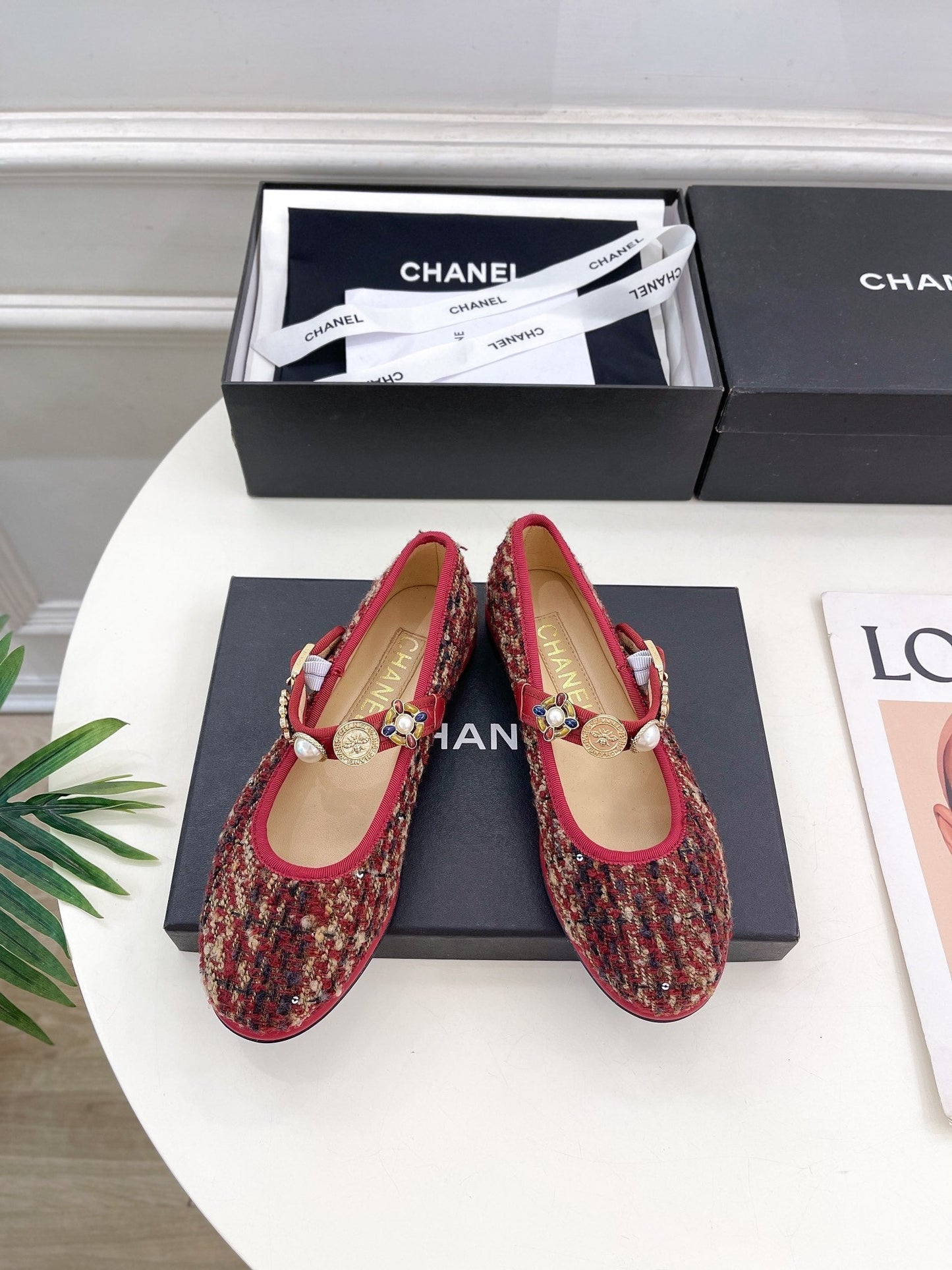 CHANEL Ballet Flats 10mm Colorful Wool Tweed And Fabric 948832