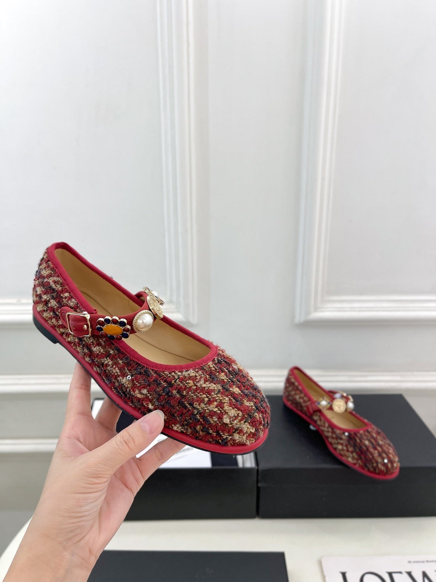 CHANEL Ballet Flats 10mm Colorful Wool Tweed And Fabric 948832