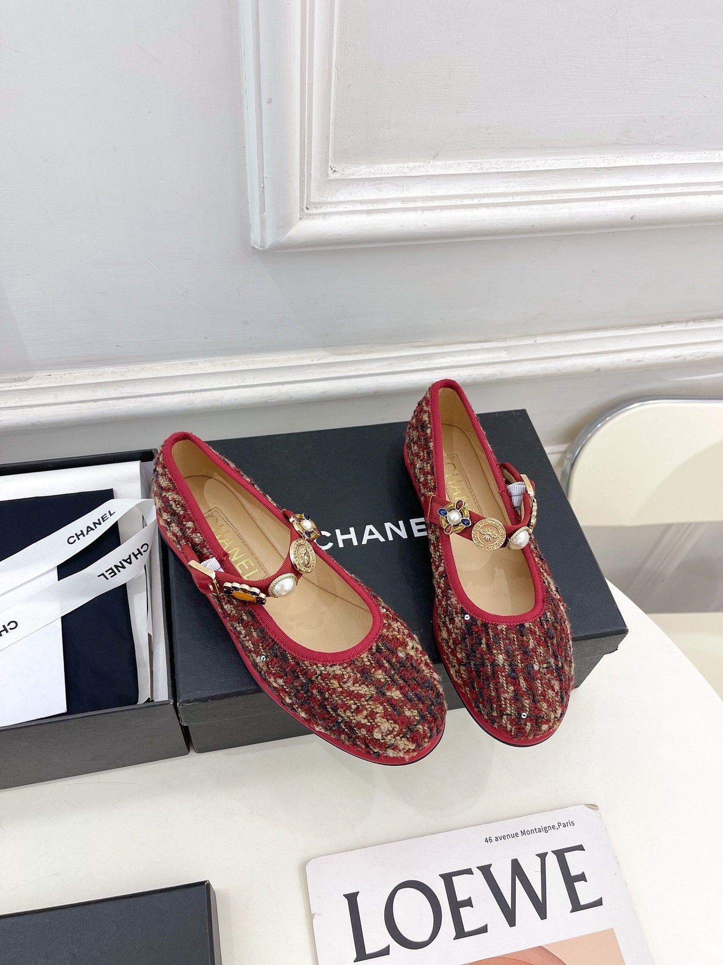 CHANEL Ballet Flats 10mm Colorful Wool Tweed And Fabric 948832