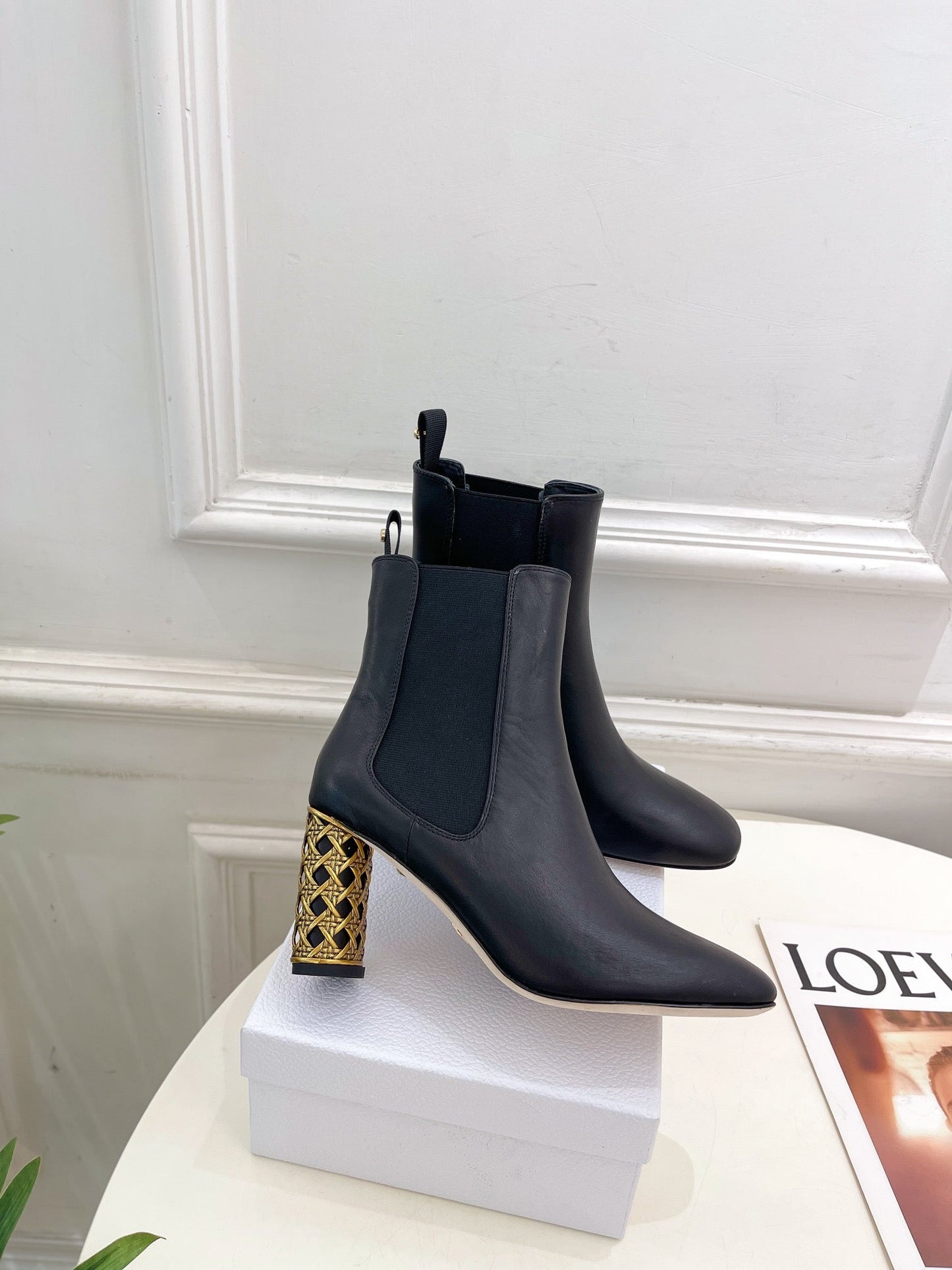 DIOR Icon Heeled Ankle Boot 80mm Black Calfskin