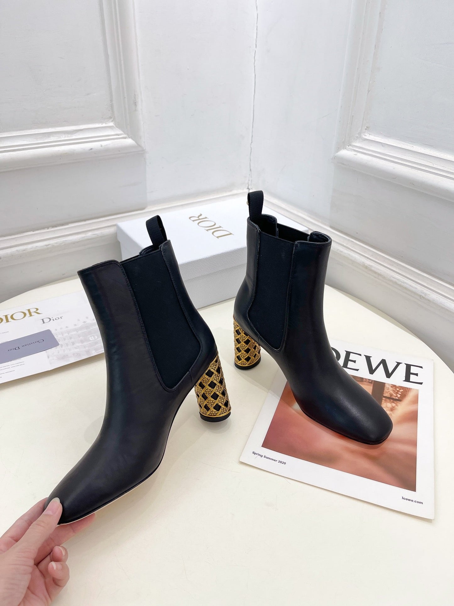 DIOR Icon Heeled Ankle Boot 80mm Black Calfskin