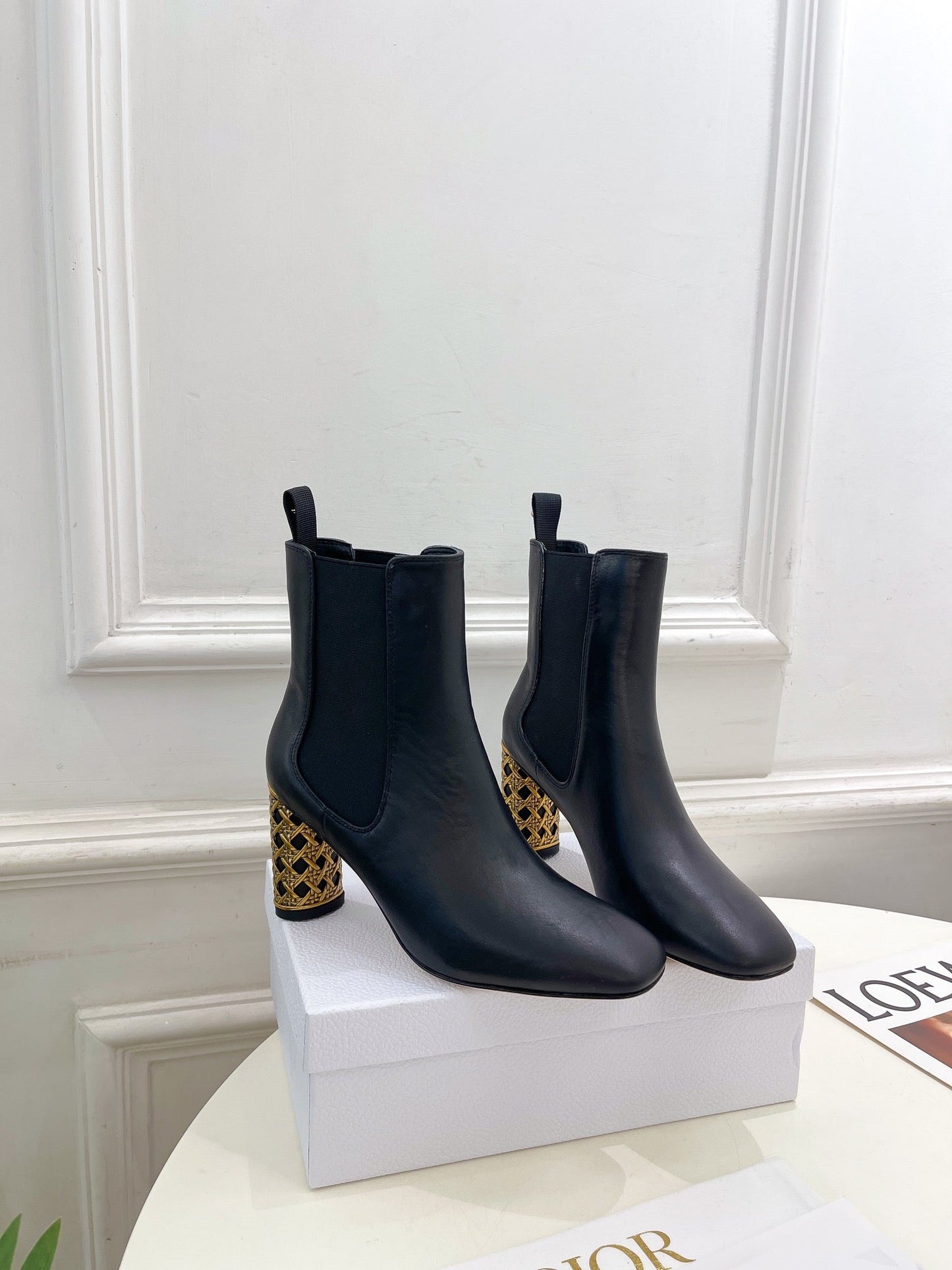 DIOR Icon Heeled Ankle Boot 80mm Black Calfskin