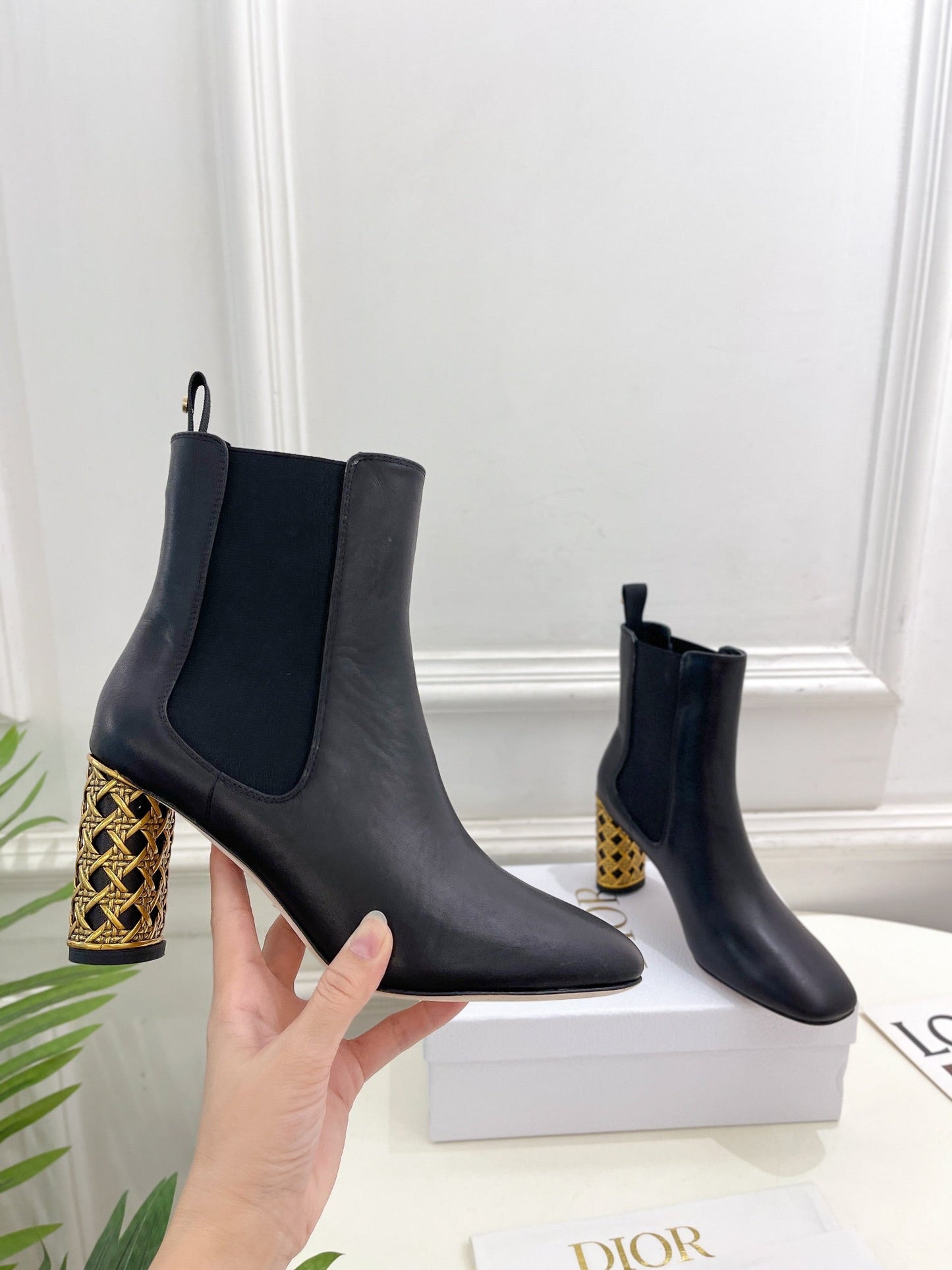 DIOR Icon Heeled Ankle Boot 80mm Black Calfskin