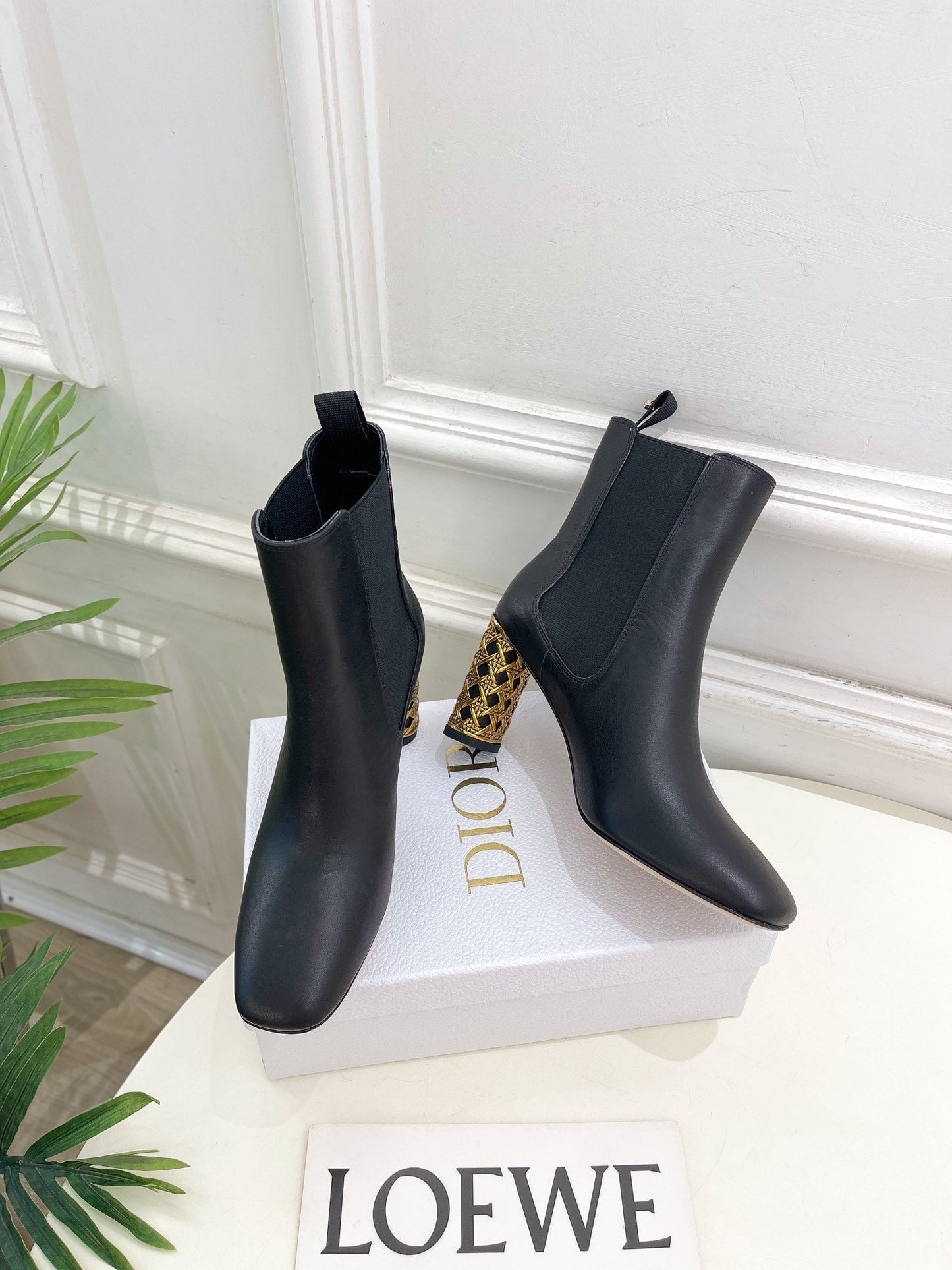 DIOR Icon Heeled Ankle Boot 80mm Black Calfskin