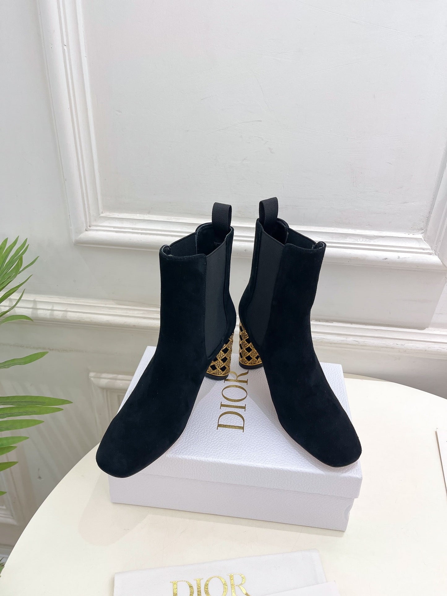 DIOR Icon Heeled Ankle Boot 80mm Black Suede