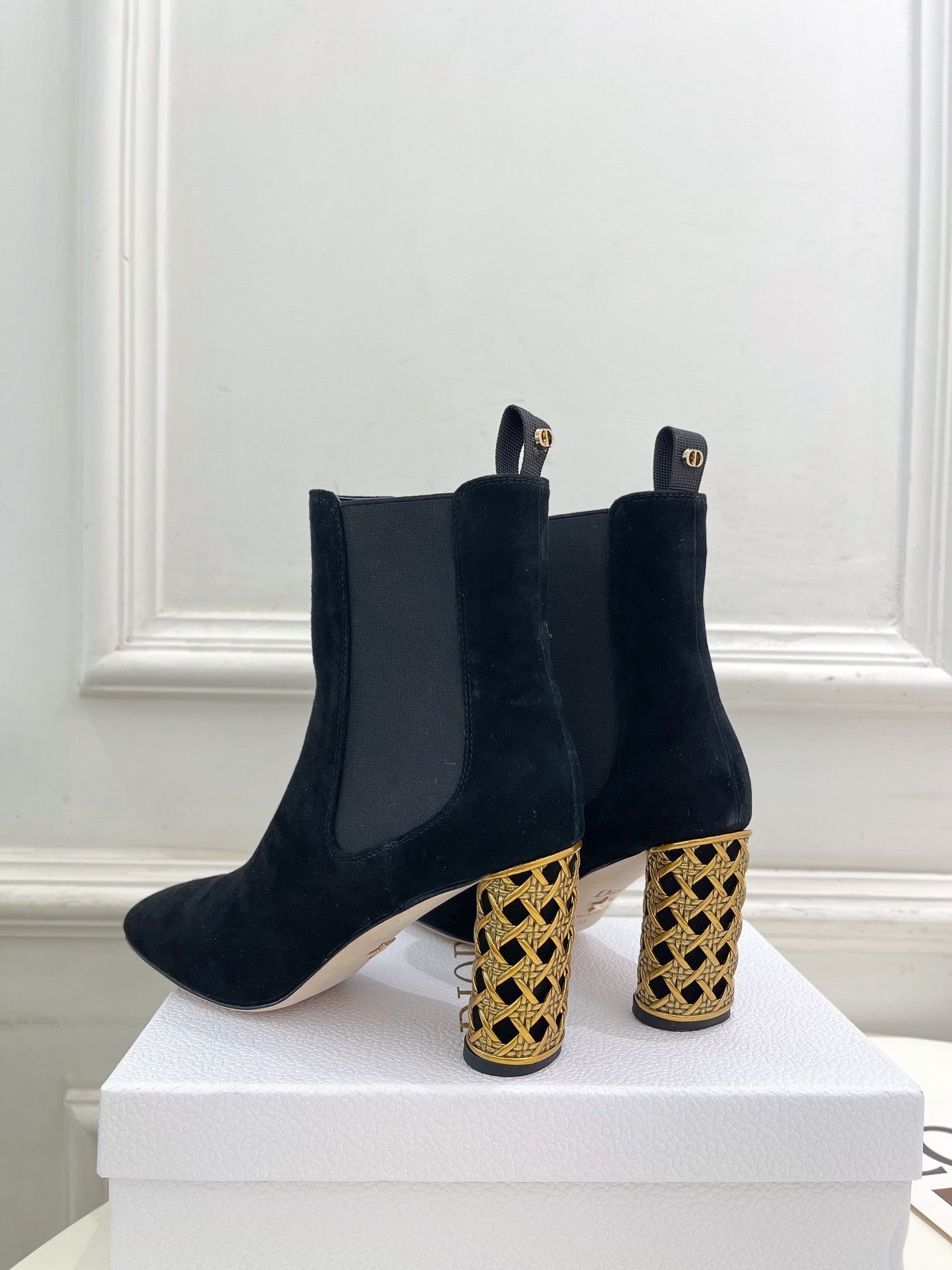 DIOR Icon Heeled Ankle Boot 80mm Black Suede