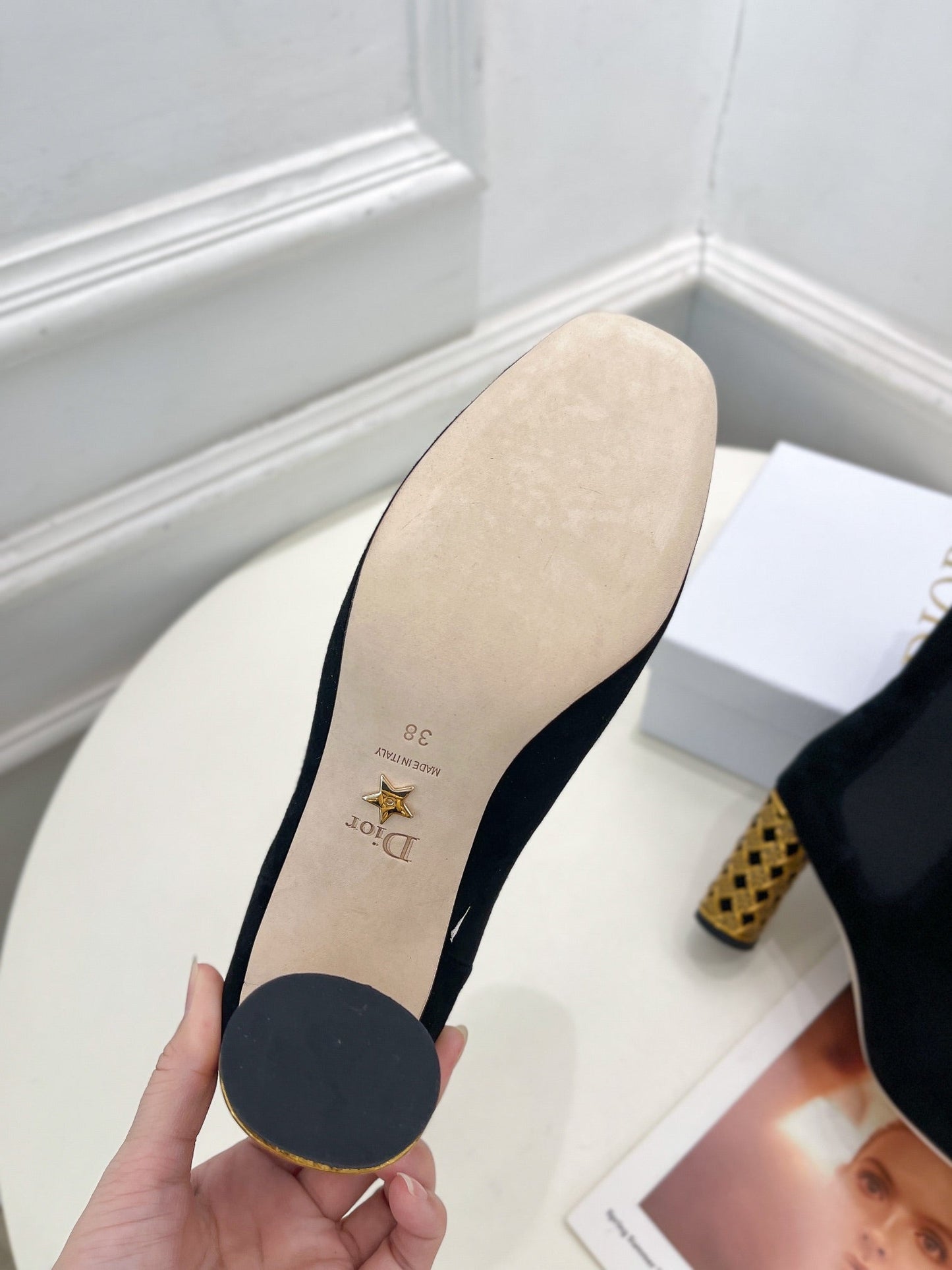 DIOR Icon Heeled Ankle Boot 80mm Black Suede