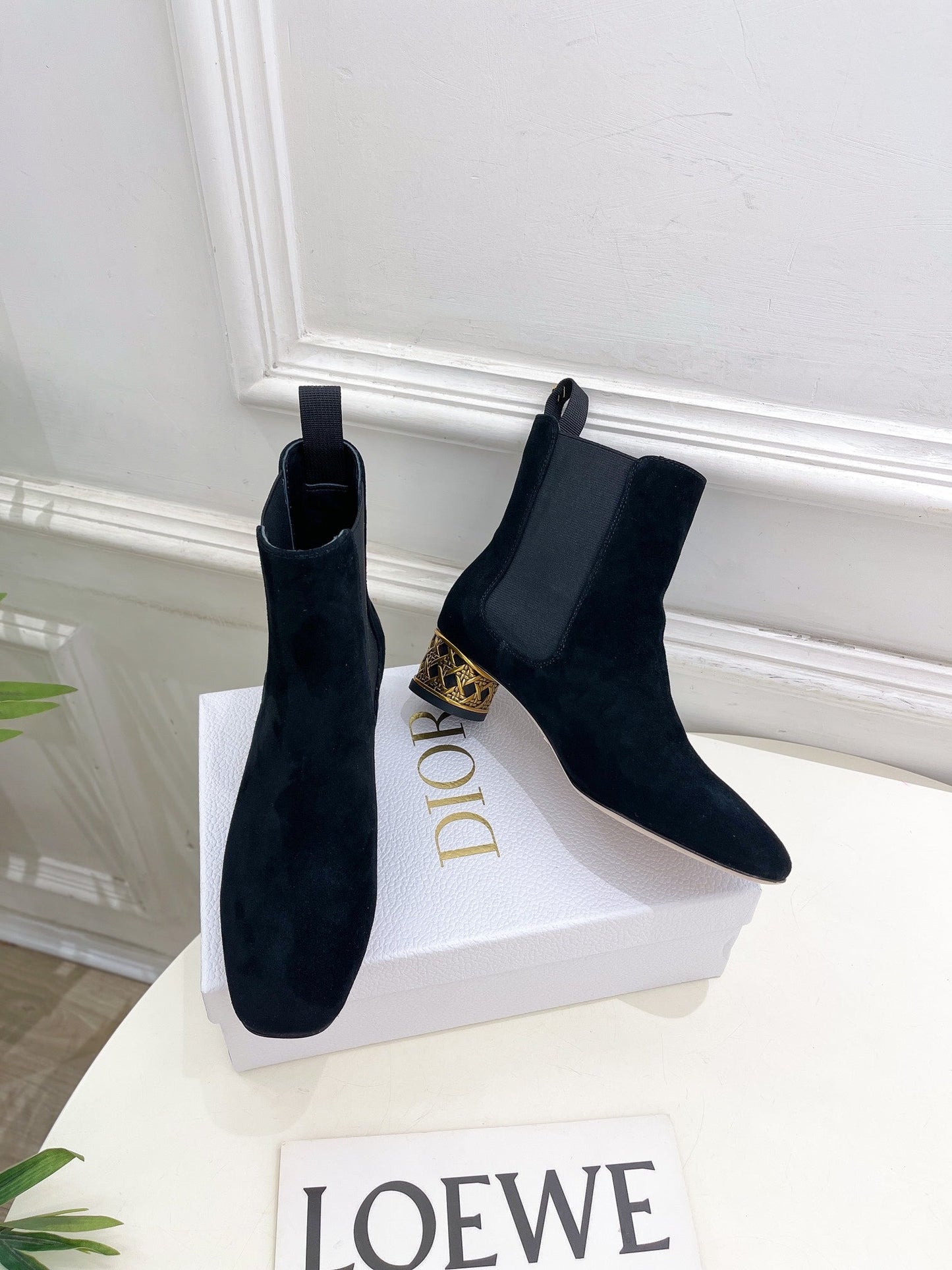 DIOR Icon Heeled Ankle Boot 40mm Black Suede