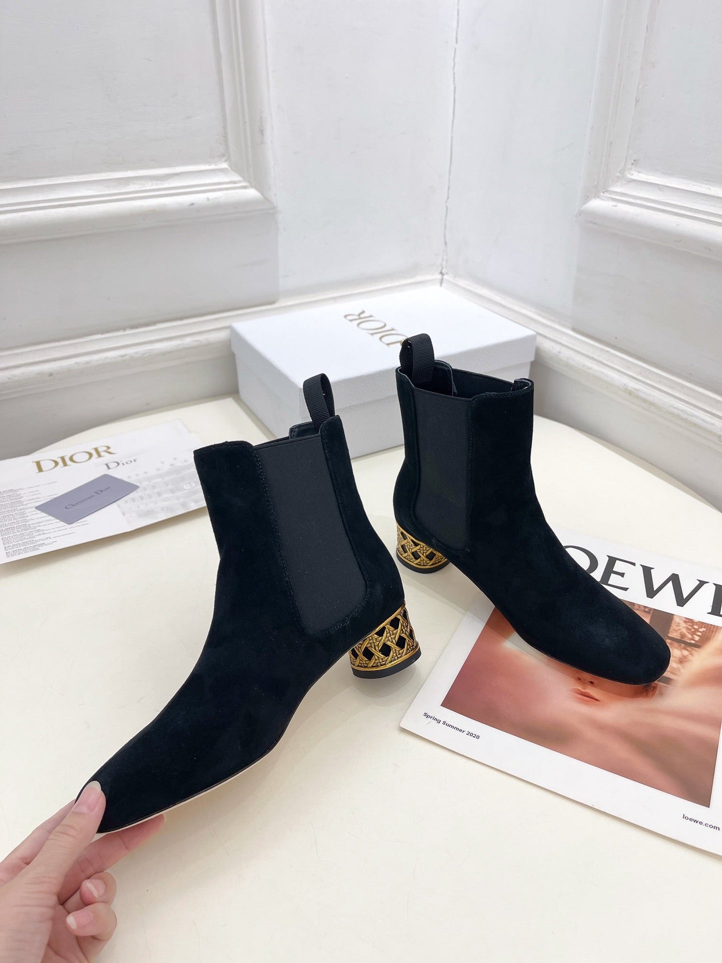 DIOR Icon Heeled Ankle Boot 40mm Black Suede