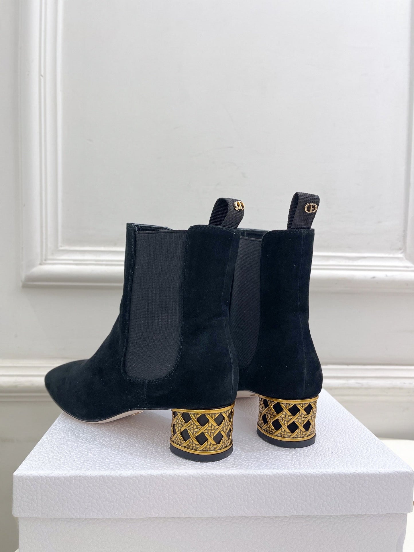 DIOR Icon Heeled Ankle Boot 40mm Black Suede