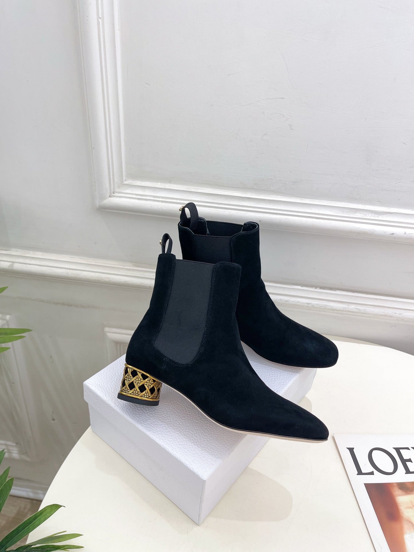DIOR Icon Heeled Ankle Boot 40mm Black Suede