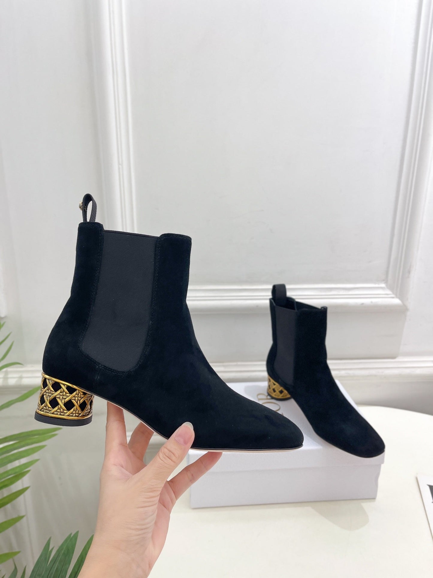 DIOR Icon Heeled Ankle Boot 40mm Black Suede