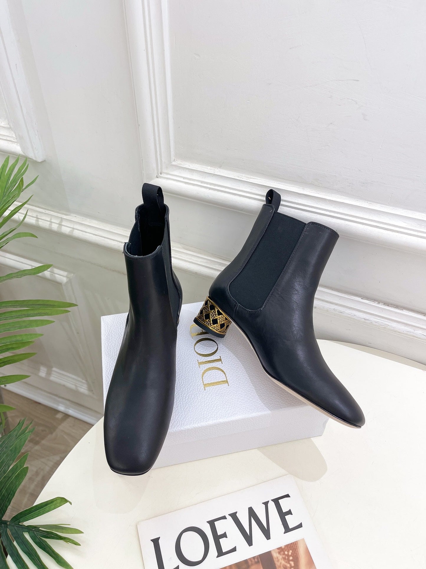 DIOR Icon Heeled Ankle Boot 40mm Black Calfskin