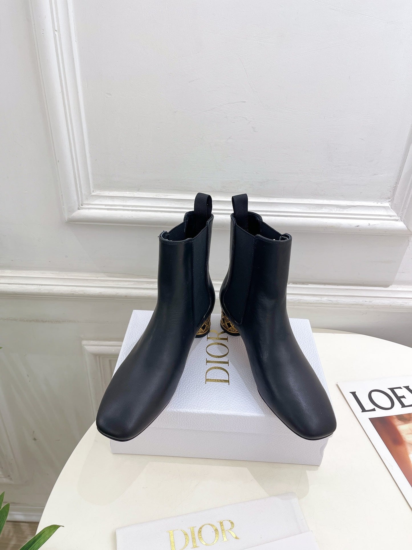 DIOR Icon Heeled Ankle Boot 40mm Black Calfskin