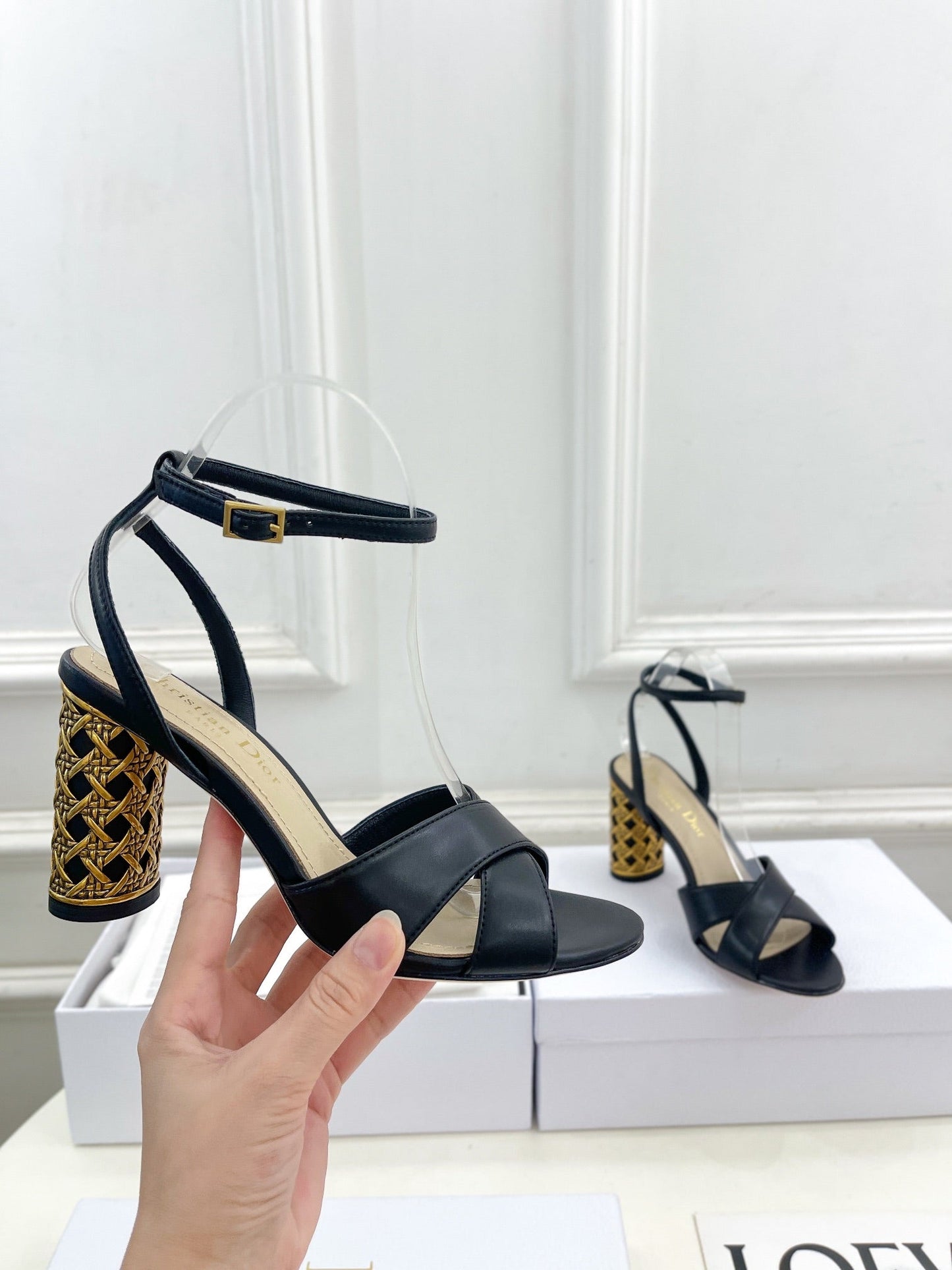 DIOR Icon Heeled Sandal 80mm Black Calfskin