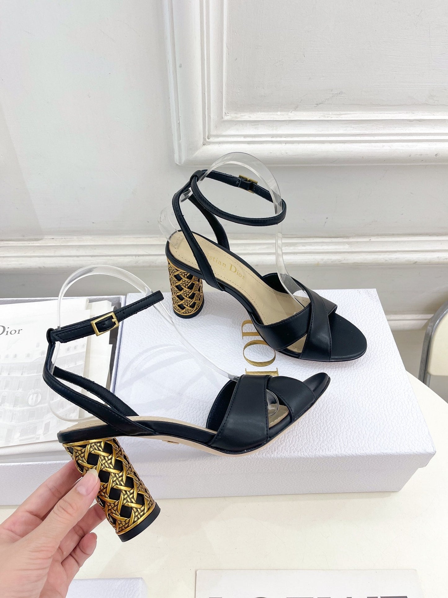 DIOR Icon Heeled Sandal 80mm Black Calfskin