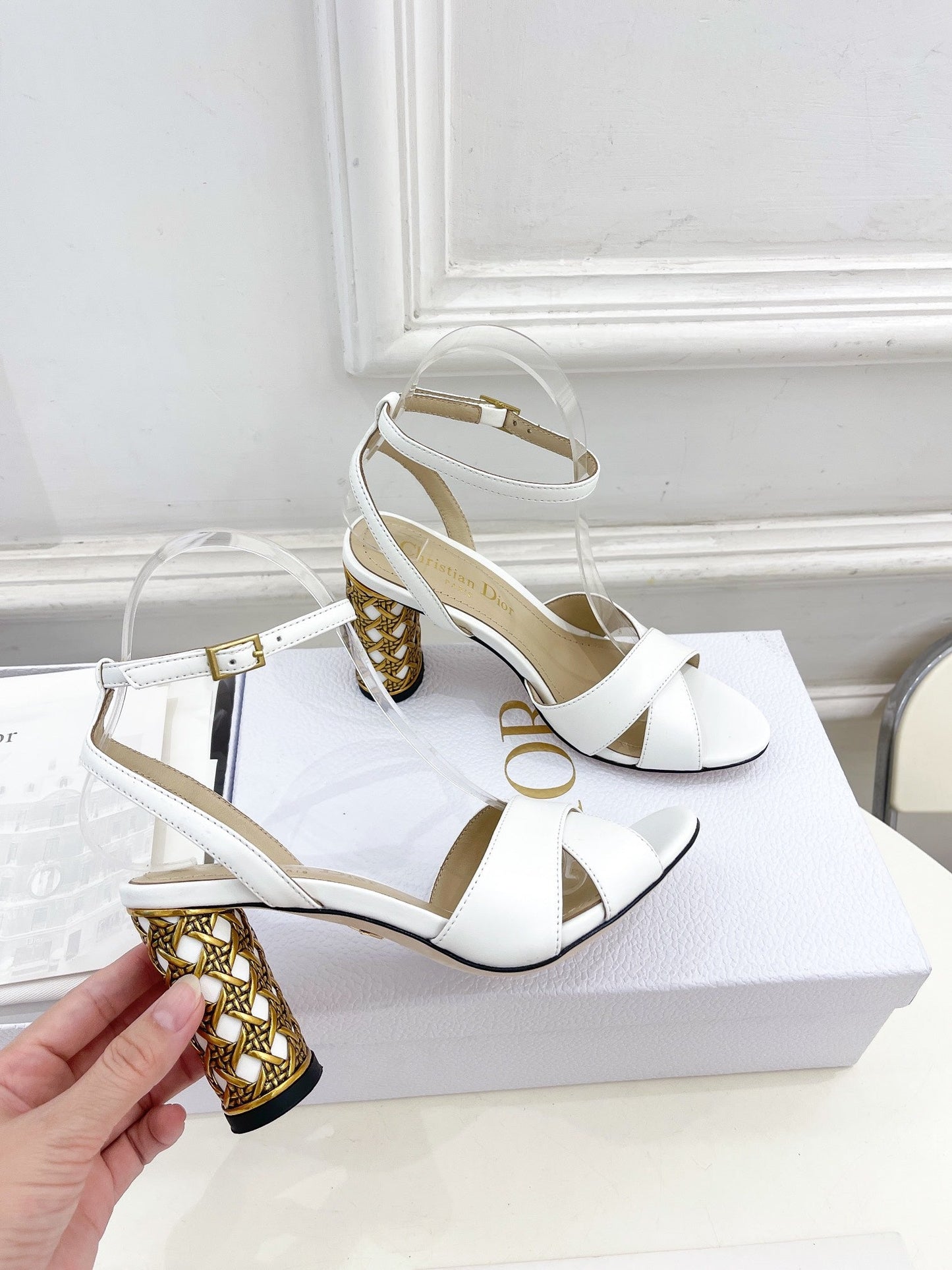 DIOR Icon Heeled Sandal 80mm White Calfskin