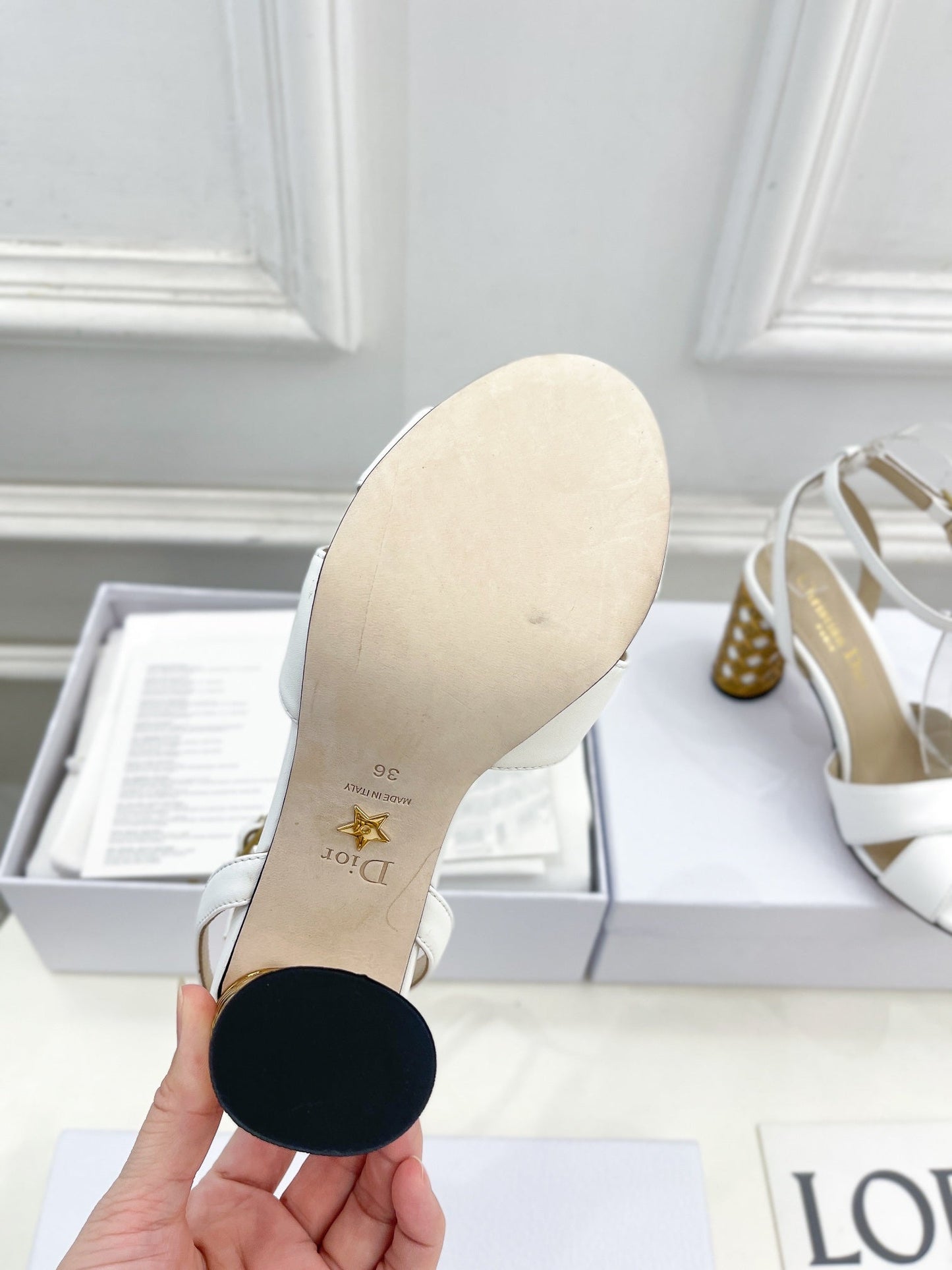 DIOR Icon Heeled Sandal 80mm White Calfskin