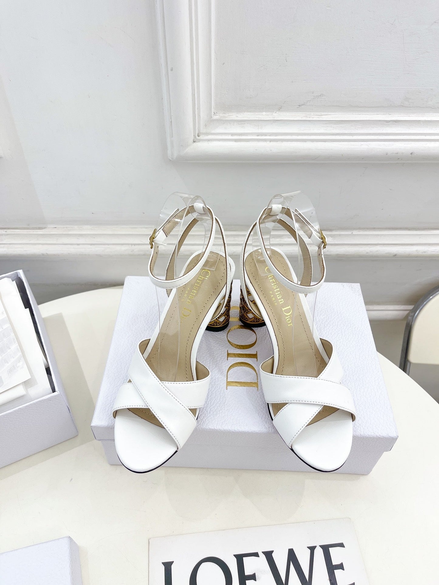 DIOR Icon Heeled Sandal 80mm White Calfskin