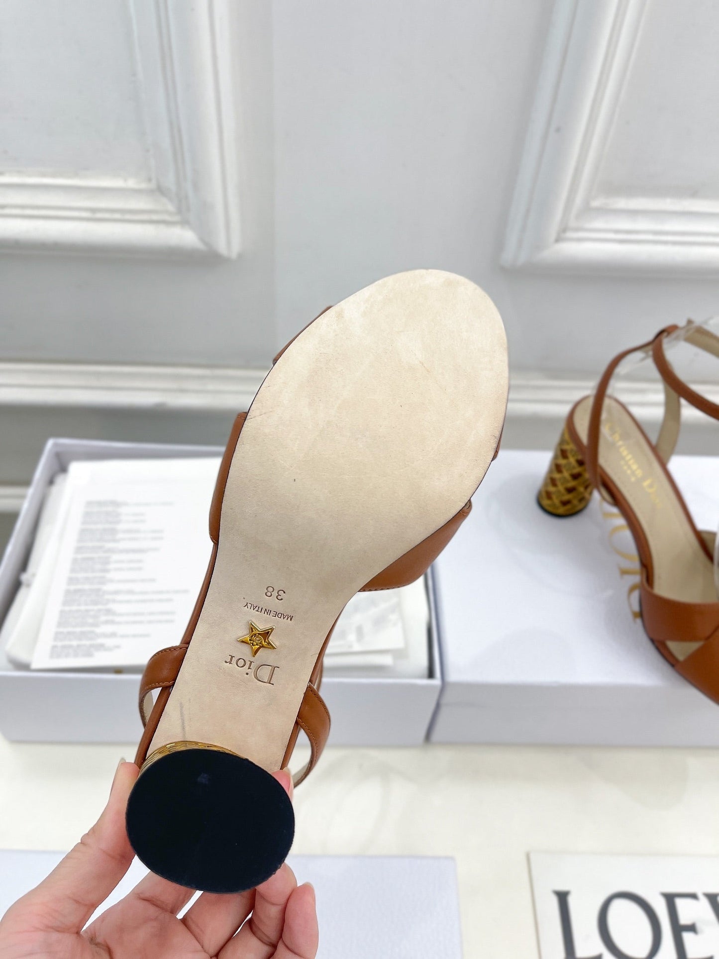 DIOR Icon Heeled Sandal 80mm Brown Calfskin