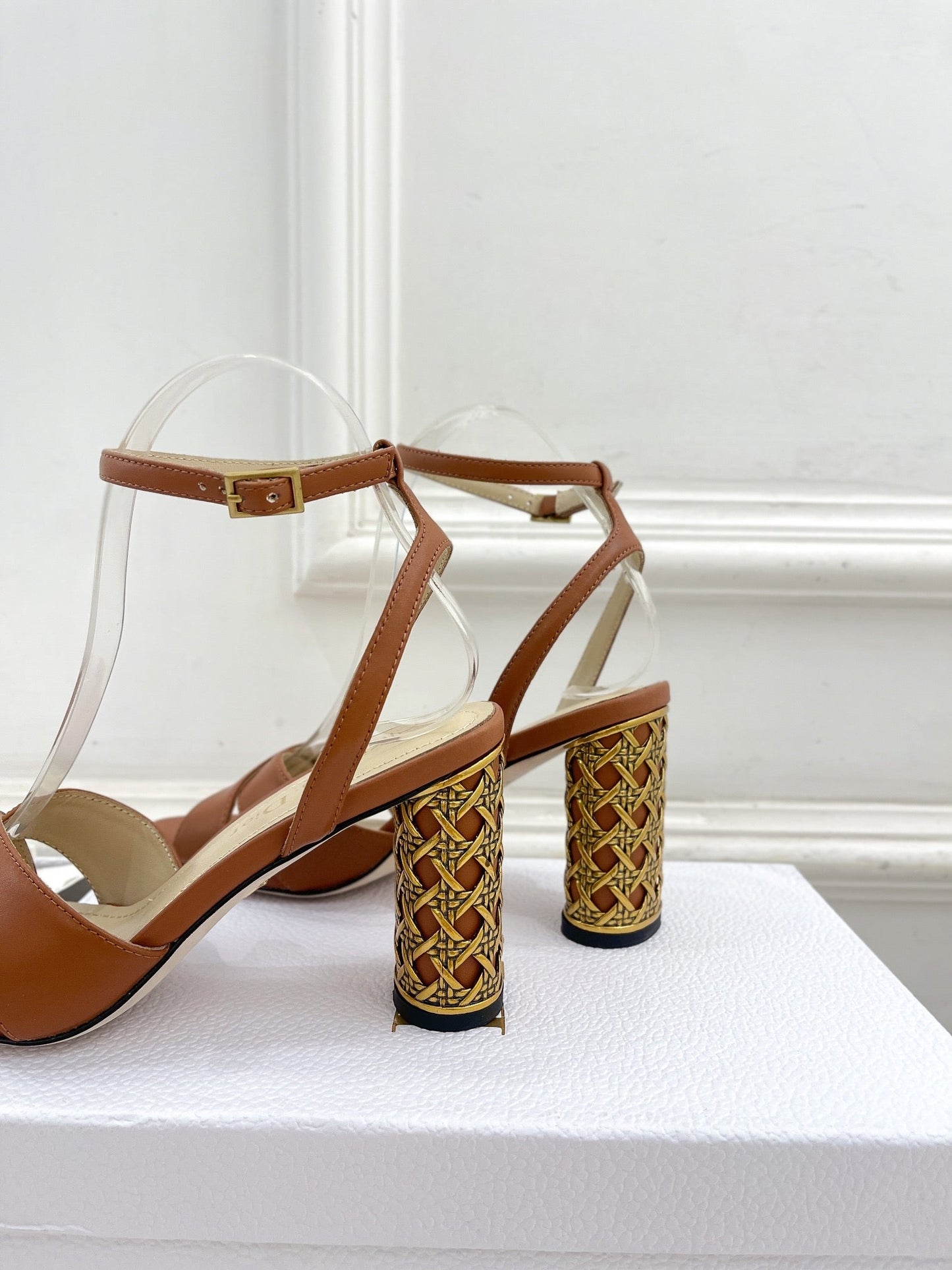 DIOR Icon Heeled Sandal 80mm Brown Calfskin