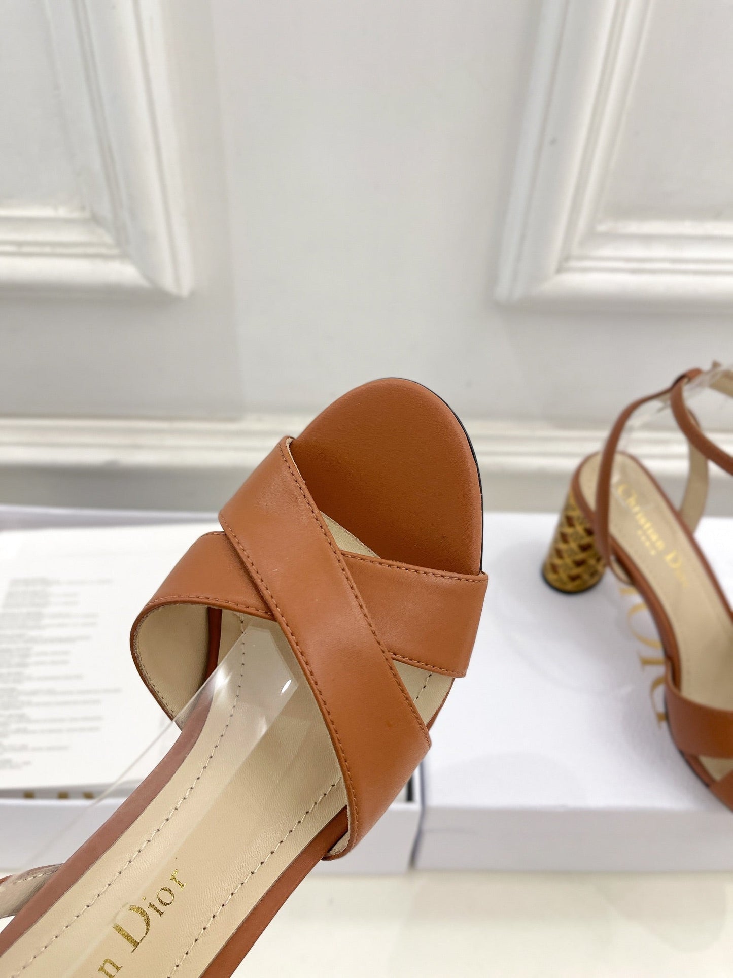 DIOR Icon Heeled Sandal 80mm Brown Calfskin