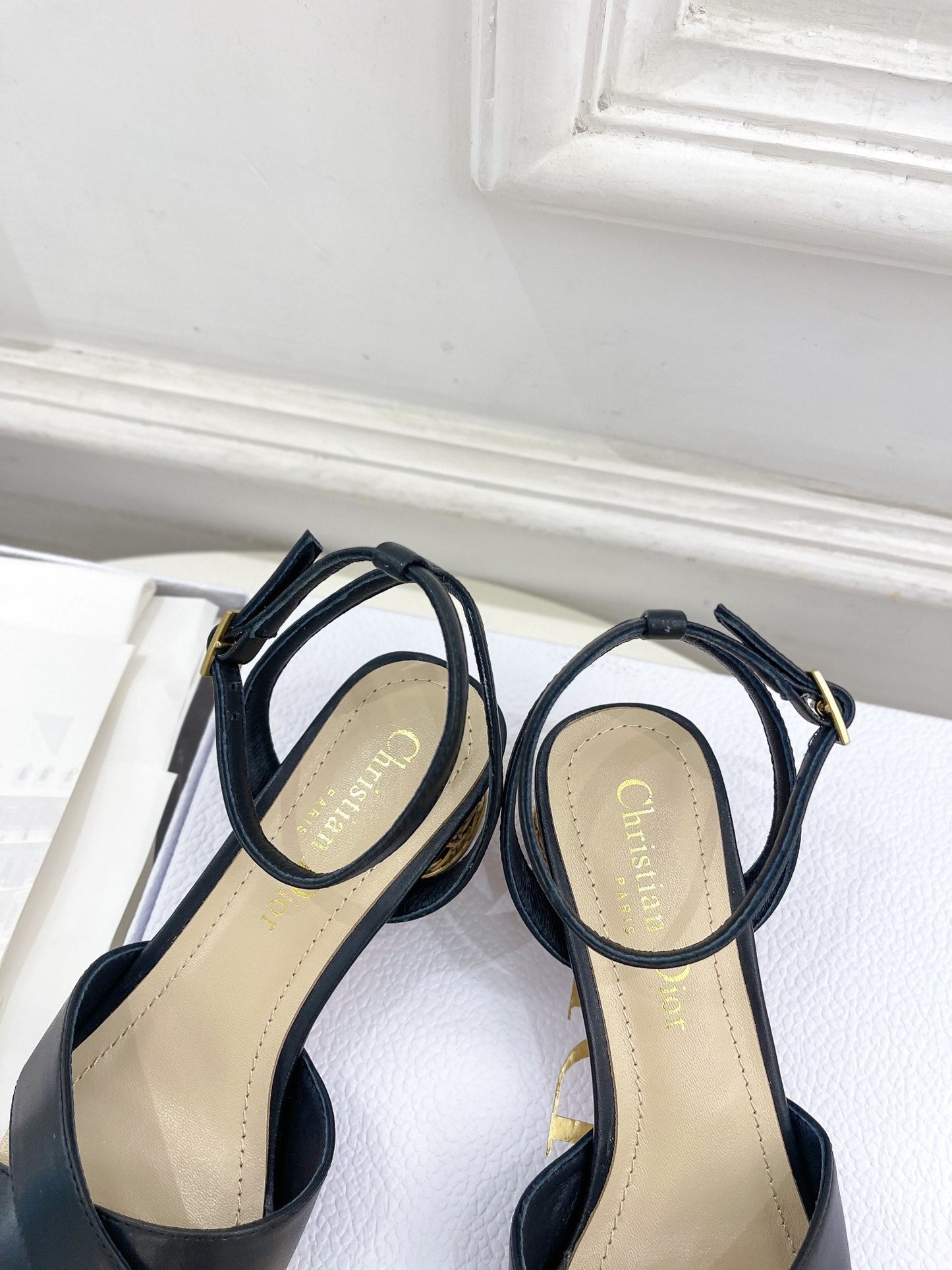 DIOR Icon Heeled Sandal 40mm Black Calfskin