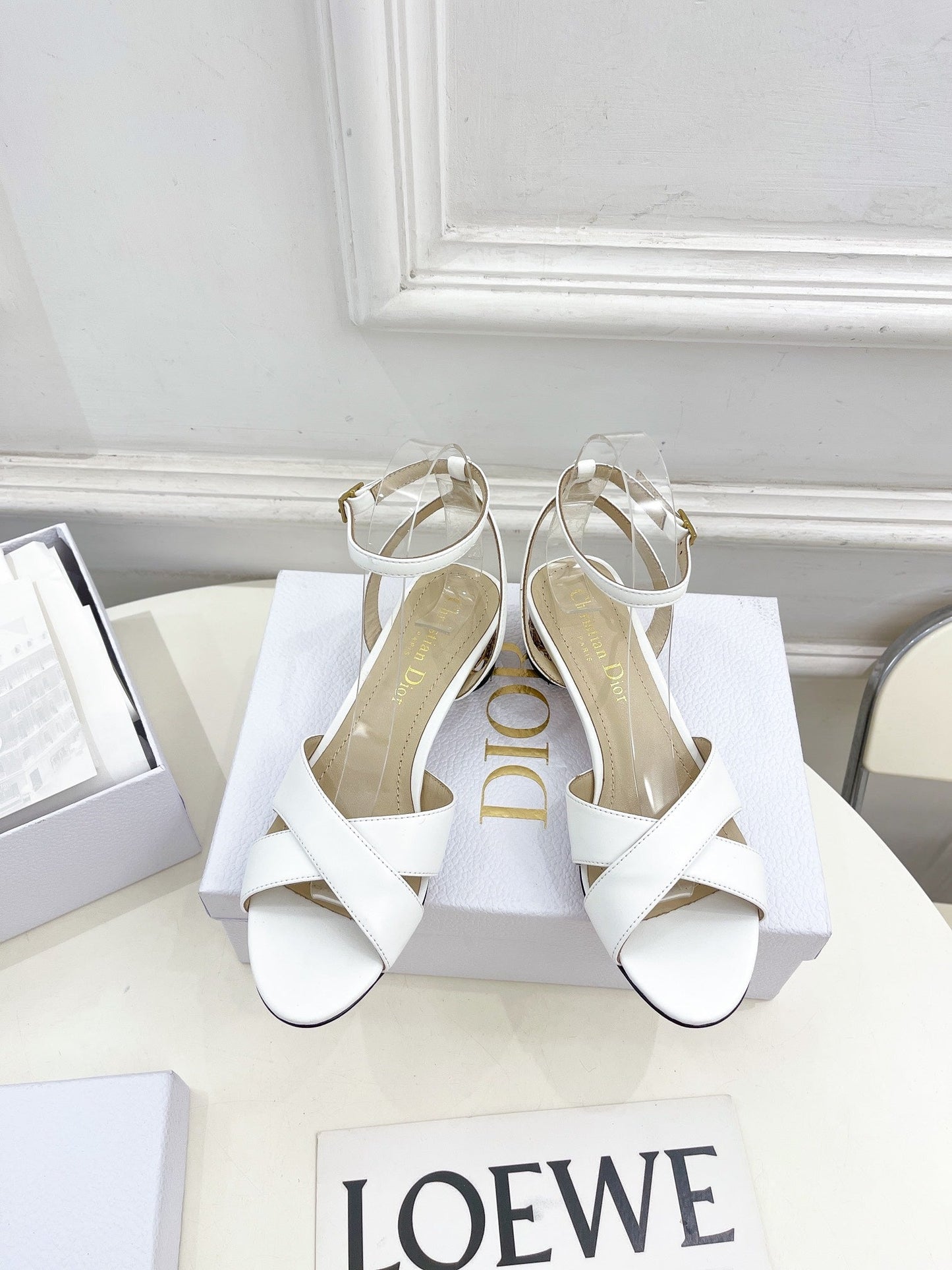 DIOR Icon Heeled Sandal 40mm White Calfskin