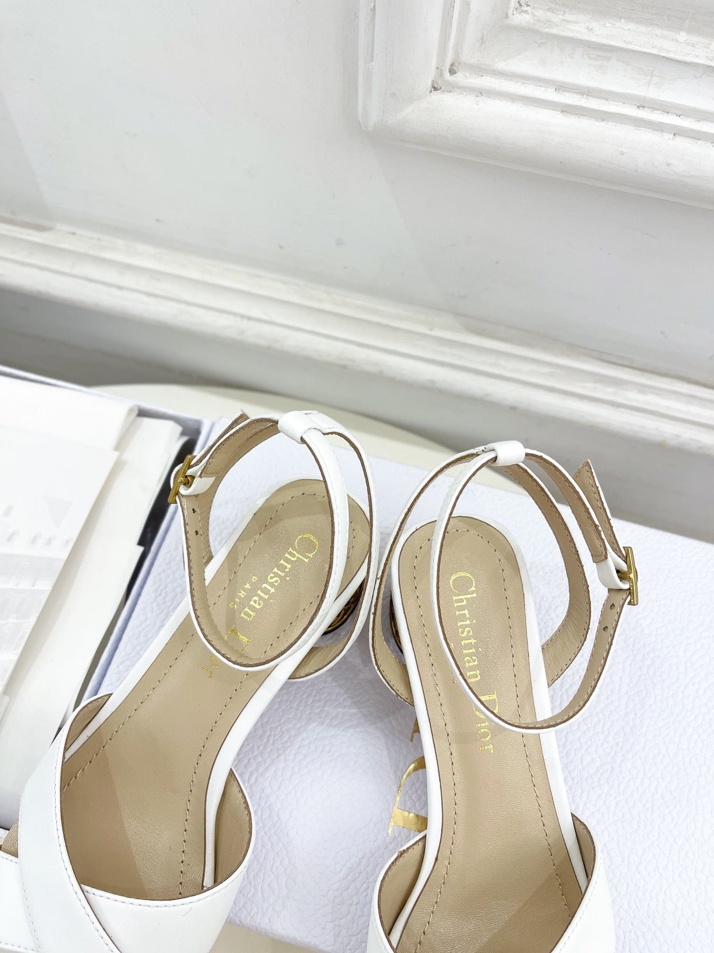 DIOR Icon Heeled Sandal 40mm White Calfskin
