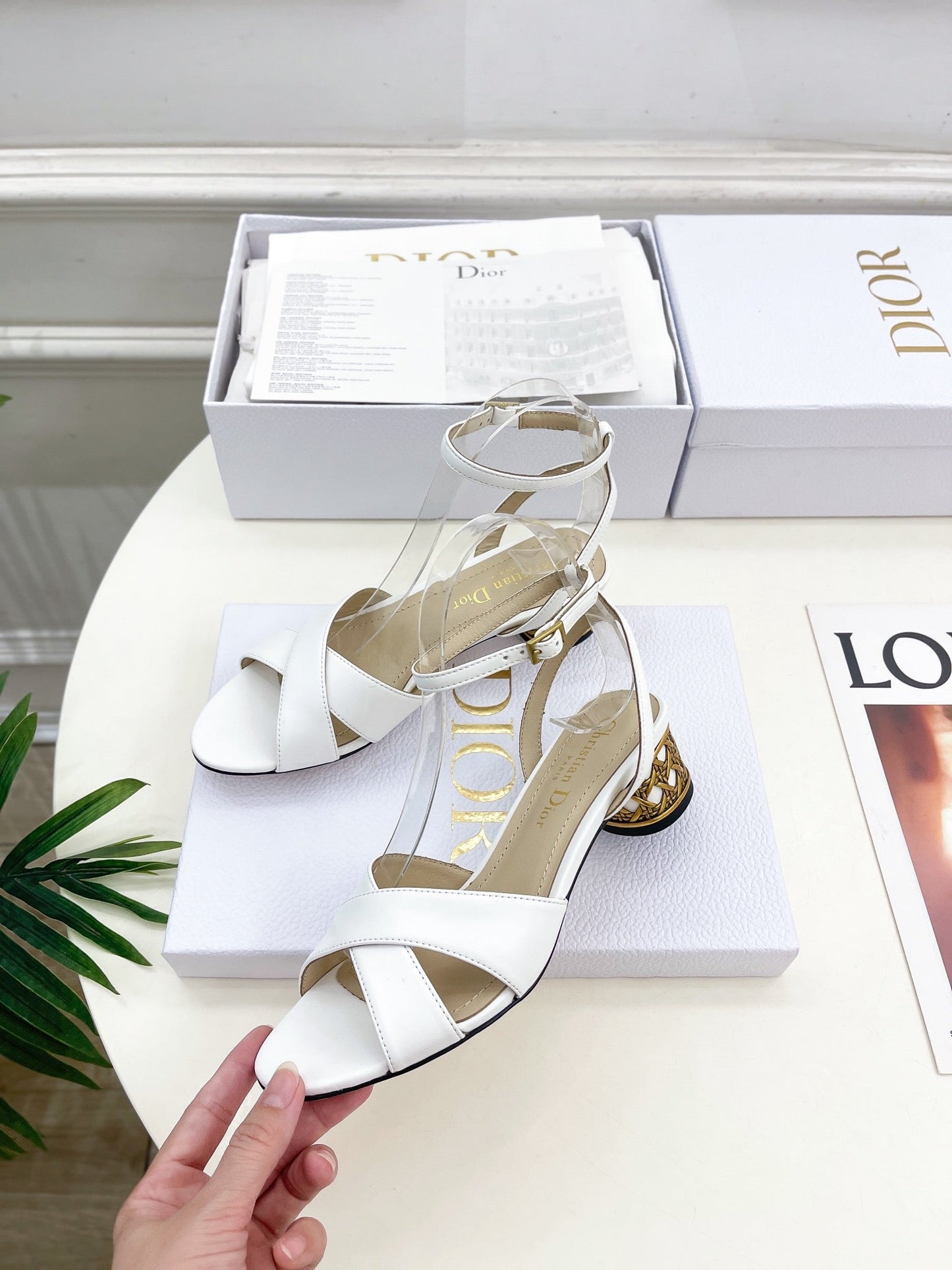 DIOR Icon Heeled Sandal 40mm White Calfskin