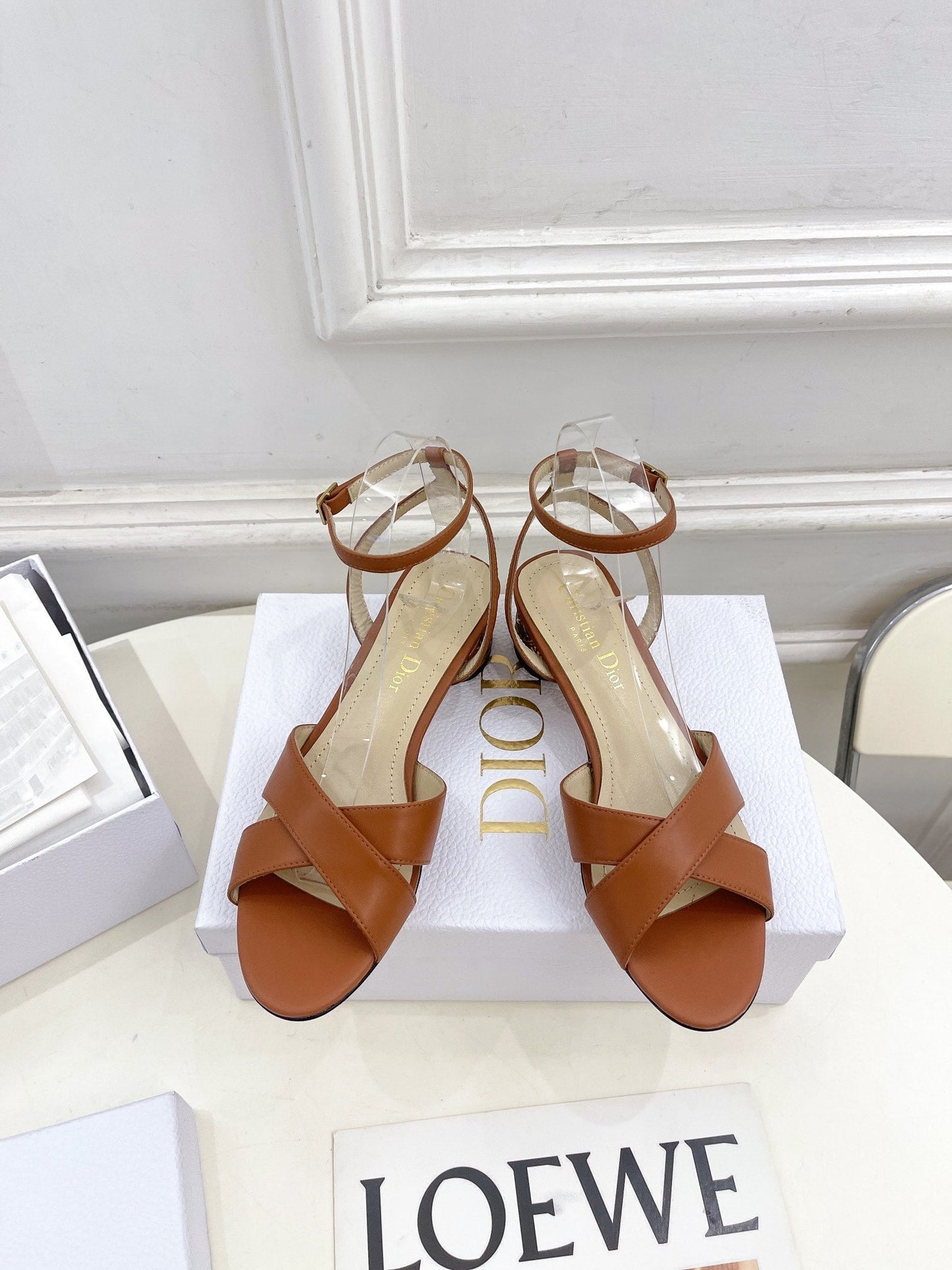 DIOR Icon Heeled Sandal 40mm Brown Calfskin