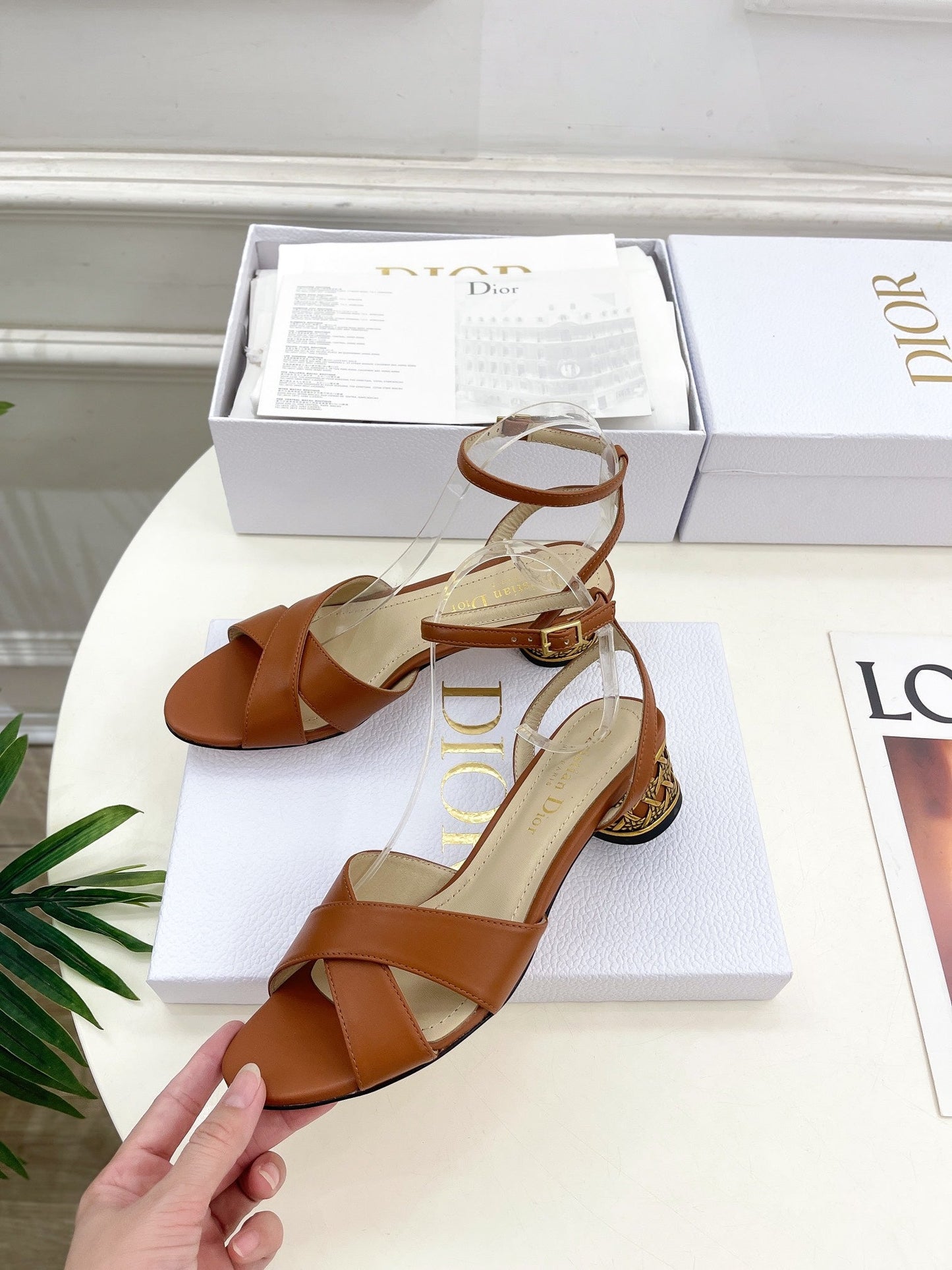 DIOR Icon Heeled Sandal 40mm Brown Calfskin