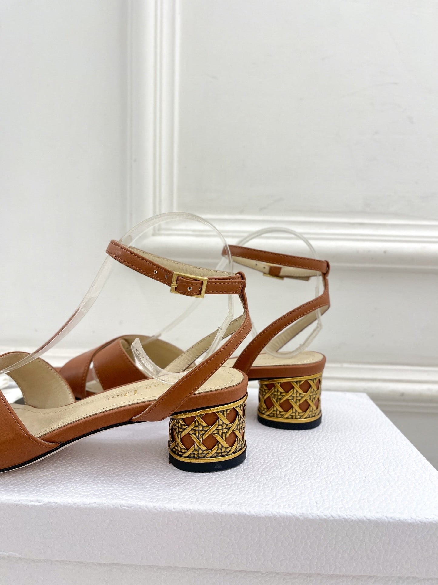 DIOR Icon Heeled Sandal 40mm Brown Calfskin