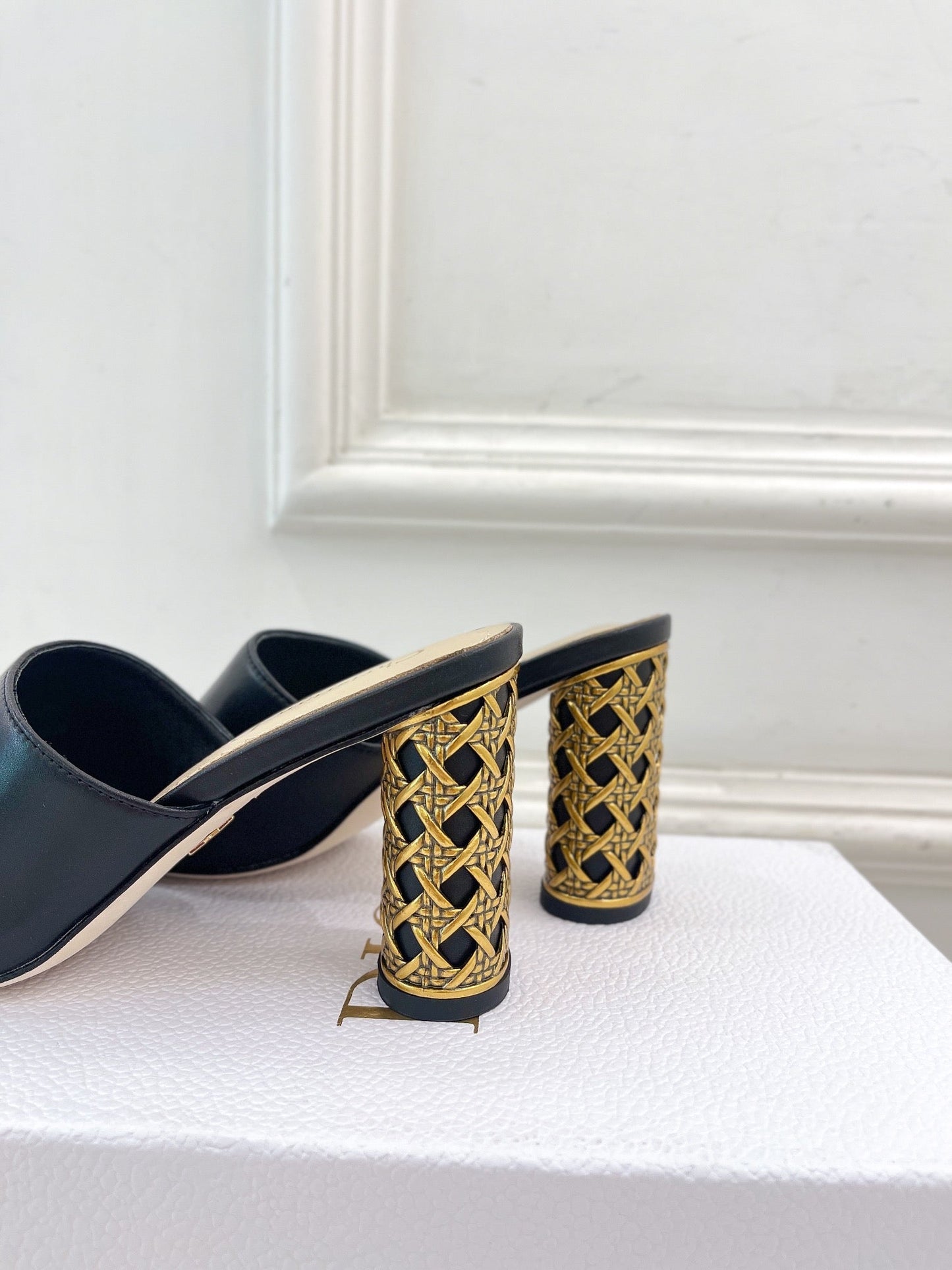 DIOR Icon Heeled Slide 80mm Black Calfskin