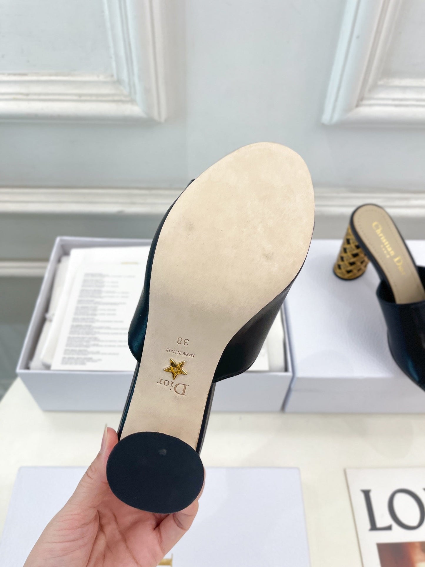 DIOR Icon Heeled Slide 80mm Black Calfskin