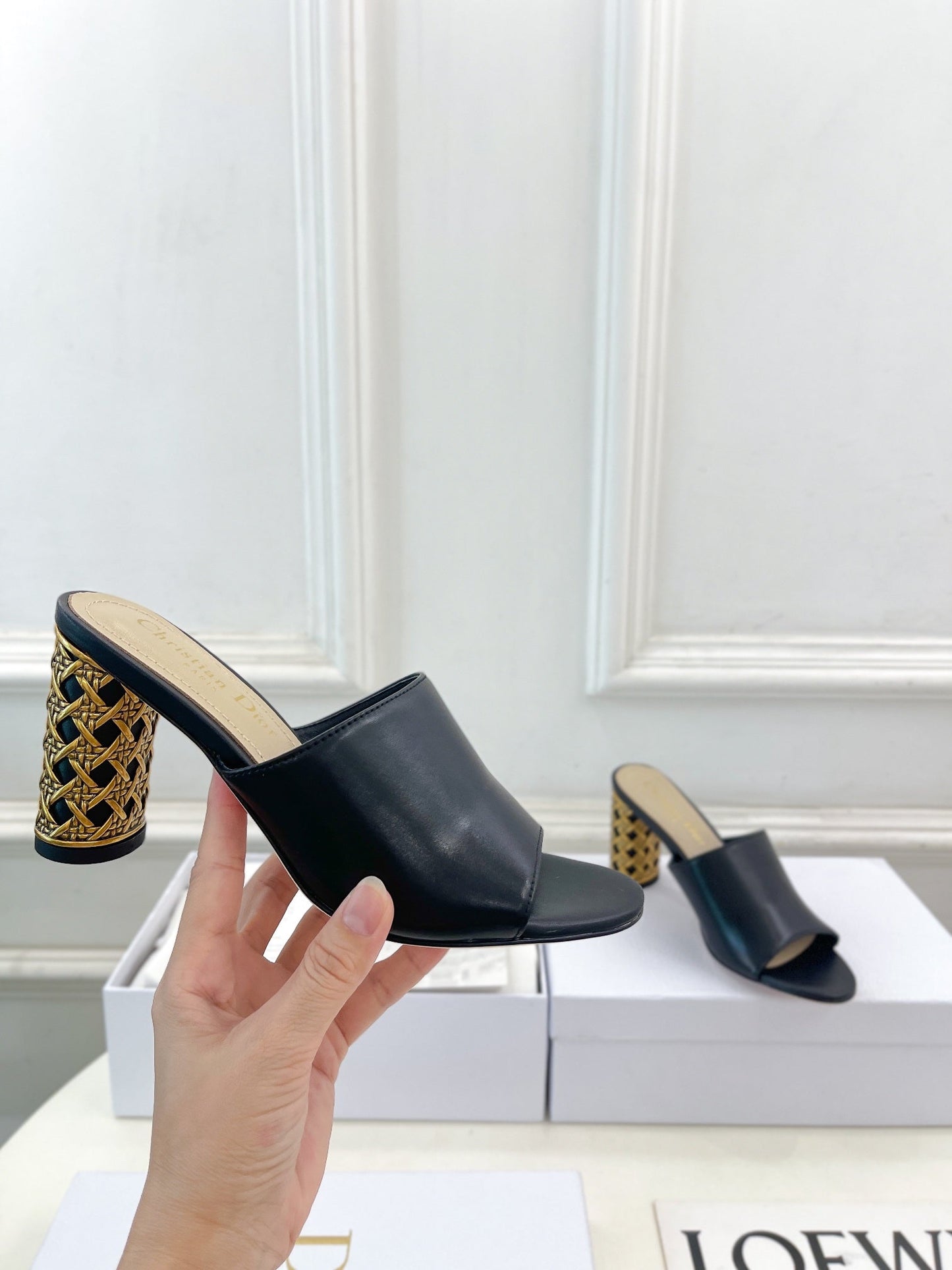 DIOR Icon Heeled Slide 80mm Black Calfskin