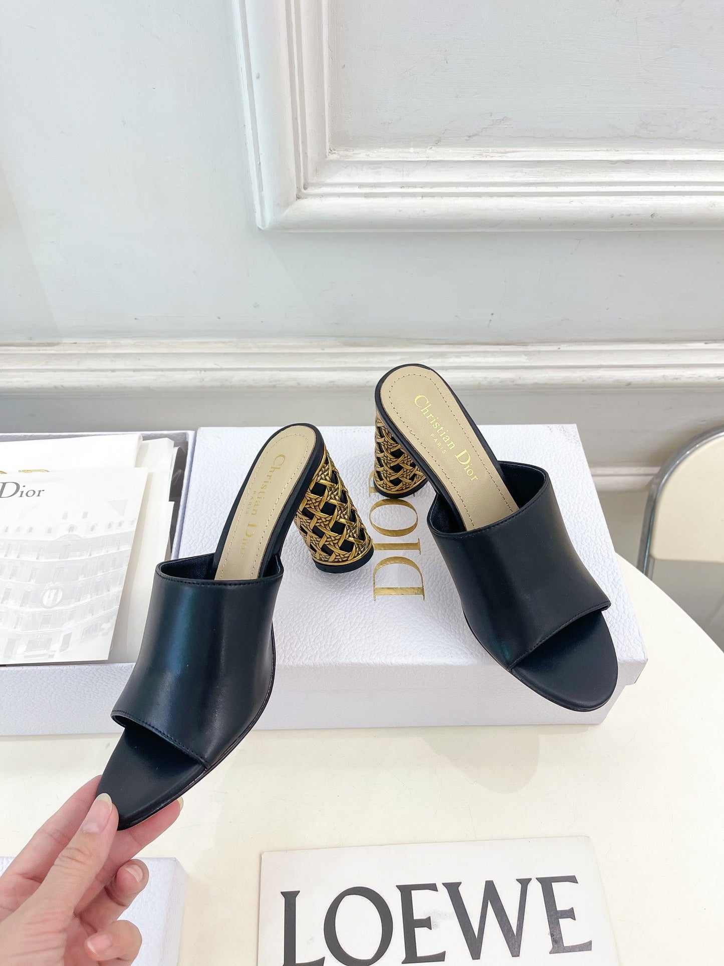 DIOR Icon Heeled Slide 80mm Black Calfskin