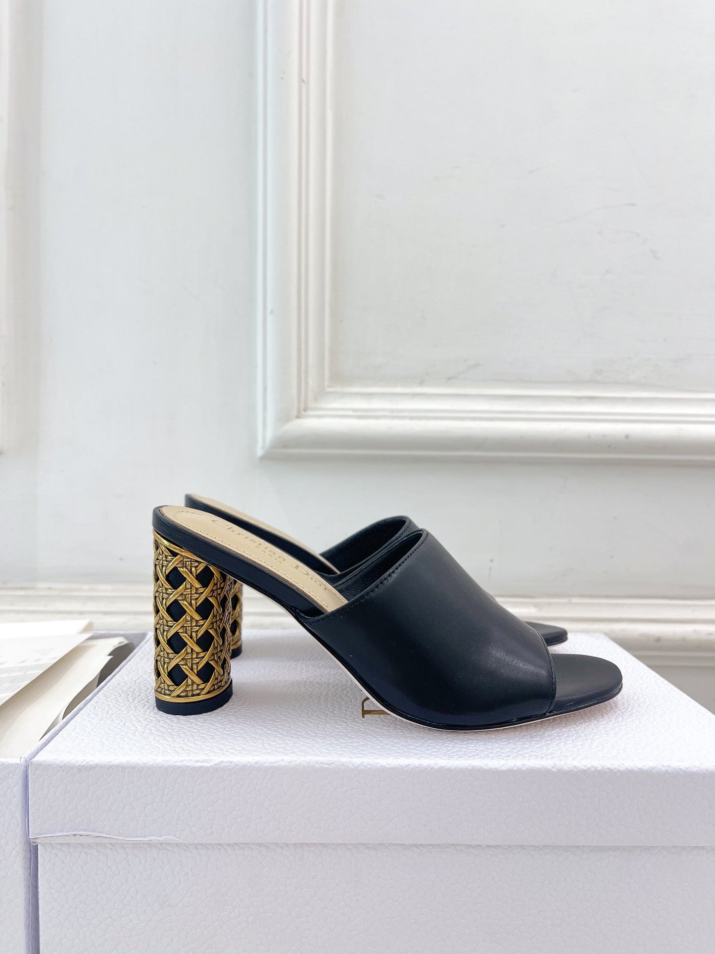 DIOR Icon Heeled Slide 80mm Black Calfskin